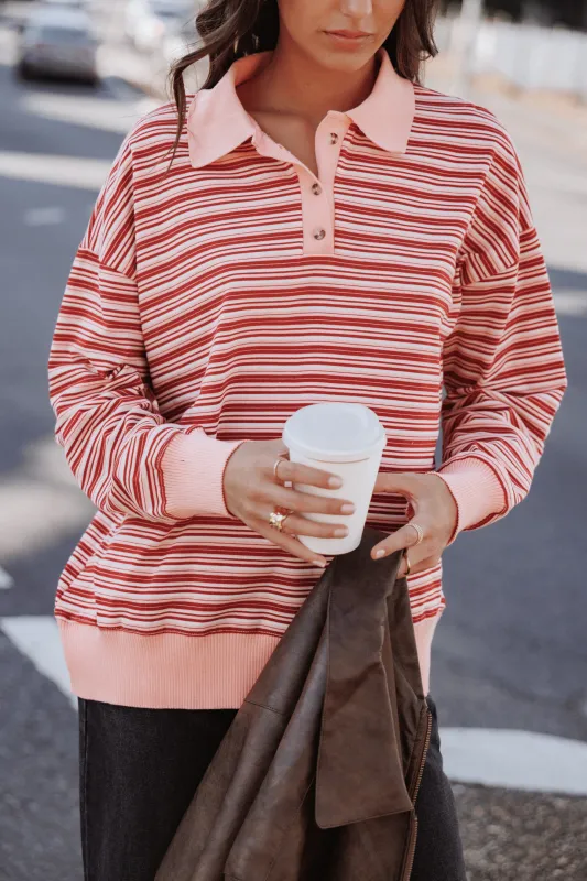Beau Long Sleeve Jersey Top - Pink Stripe sold by Petal & Pup