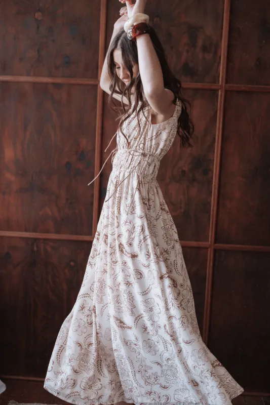 Safira Midi Dress - Brown Paisley sold by Petal & Pup