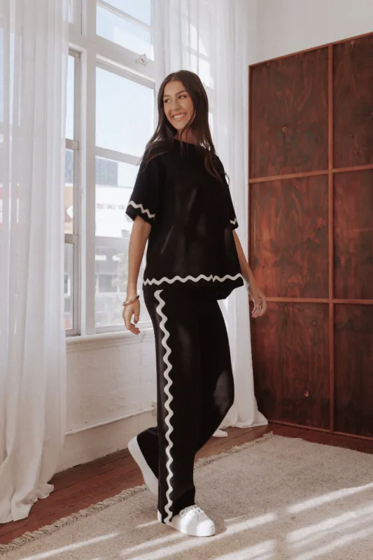 Vespa Knitted Pant - Black White made by Petal & Pup