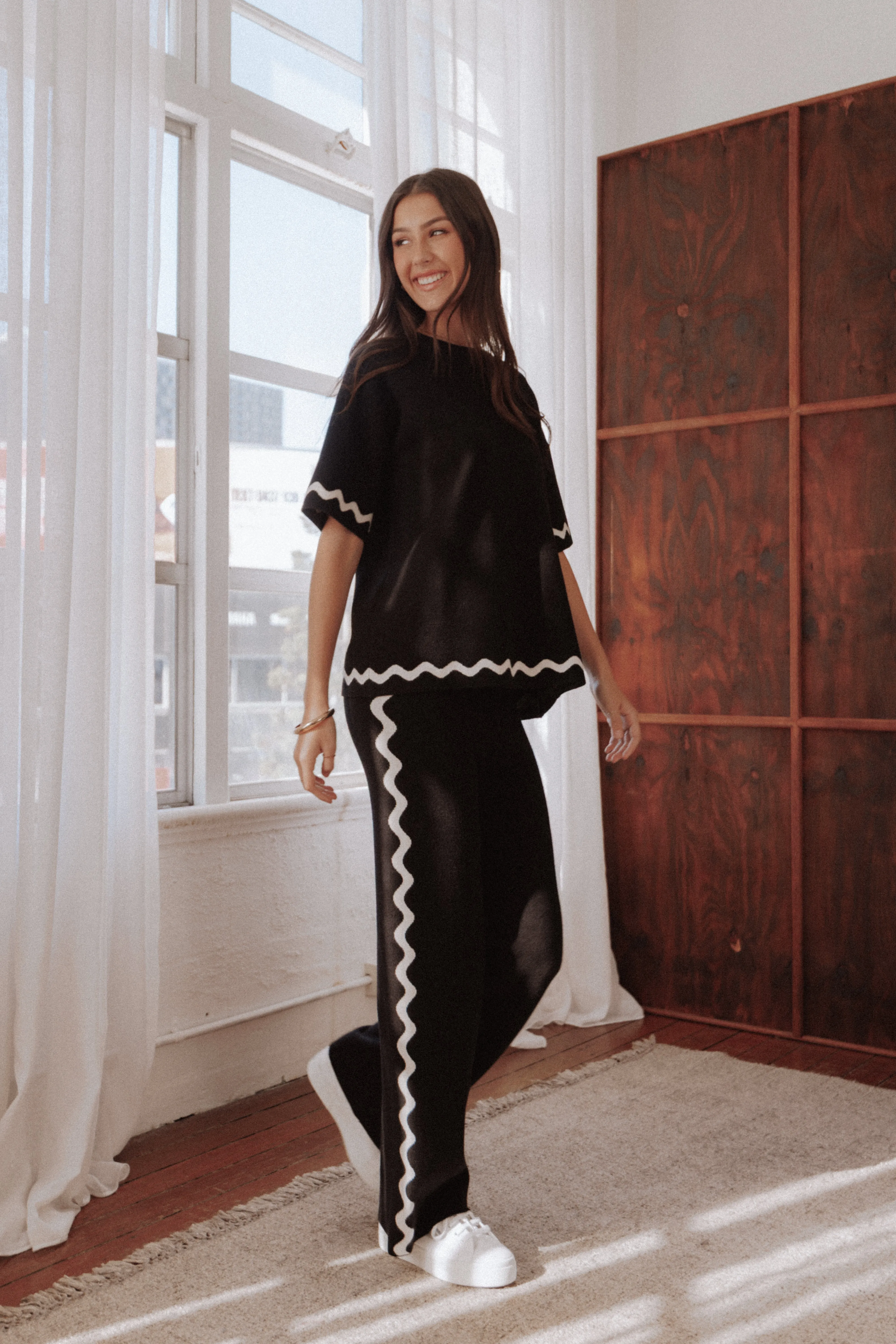 Vespa Knitted Pant - Black White sold by Petal & Pup