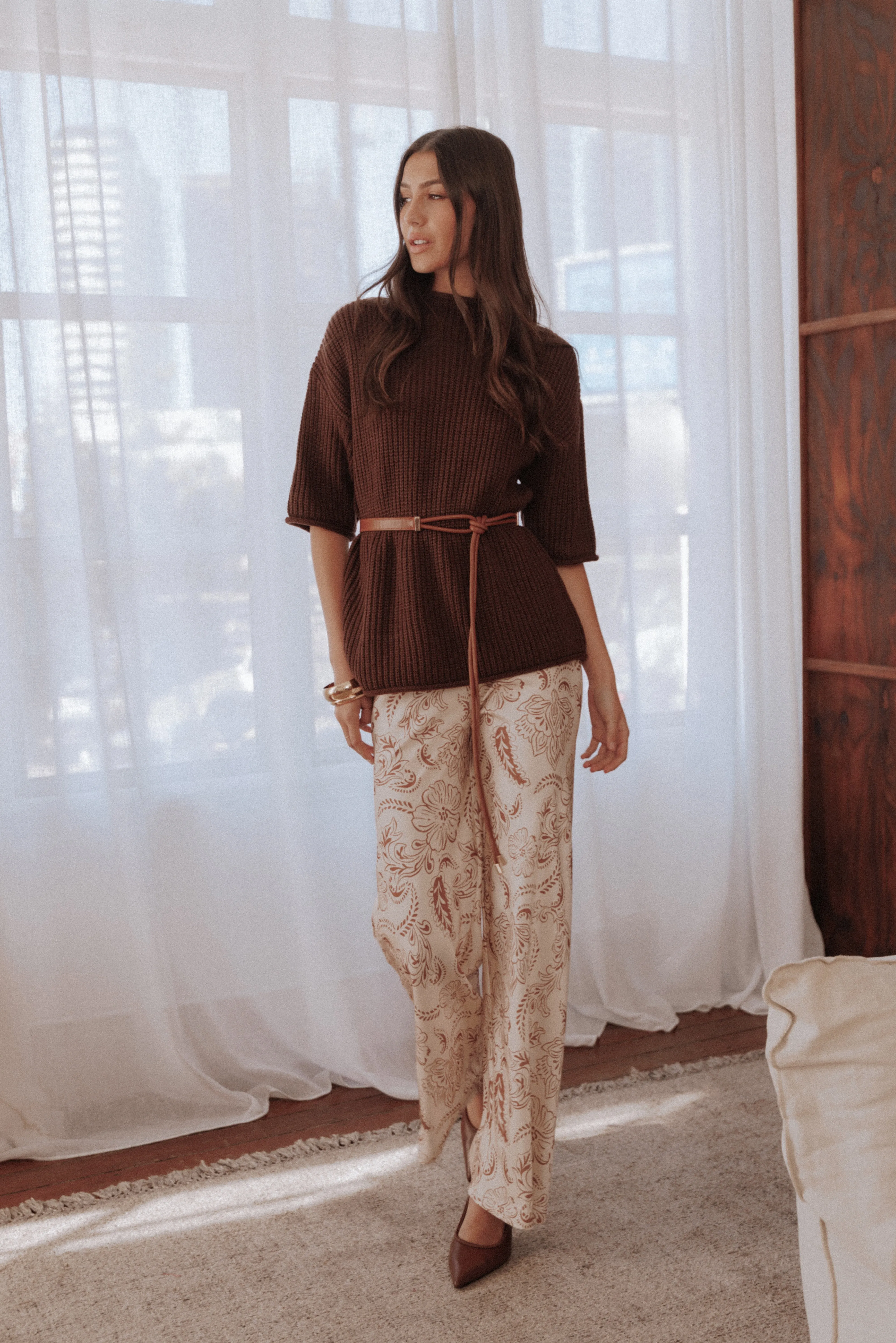 Rosalie Satin Pant - Brown Paisley sold by Petal & Pup
