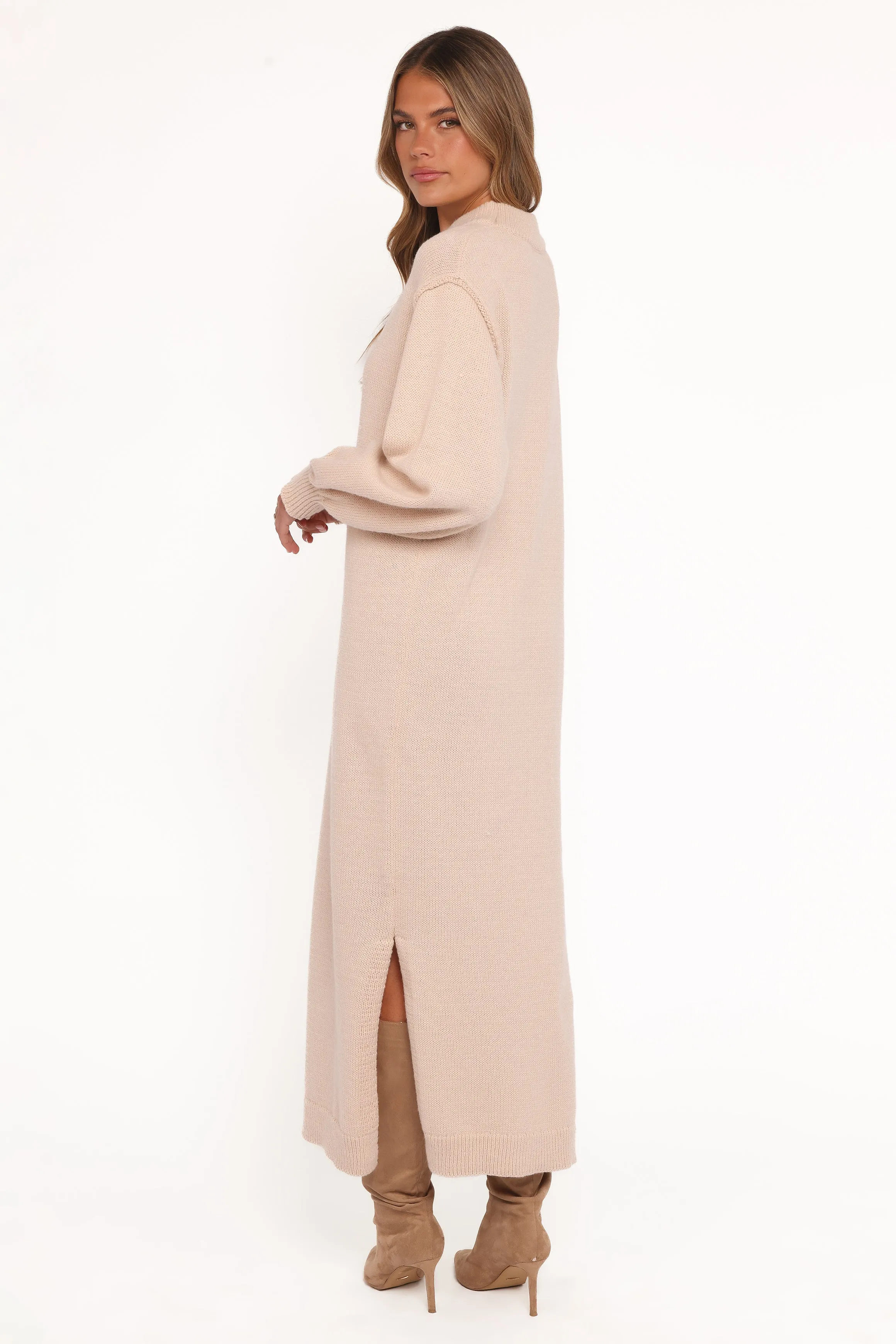 Odile Knit Midi Dress - Tan sold by Petal & Pup product image thumbnail 5
