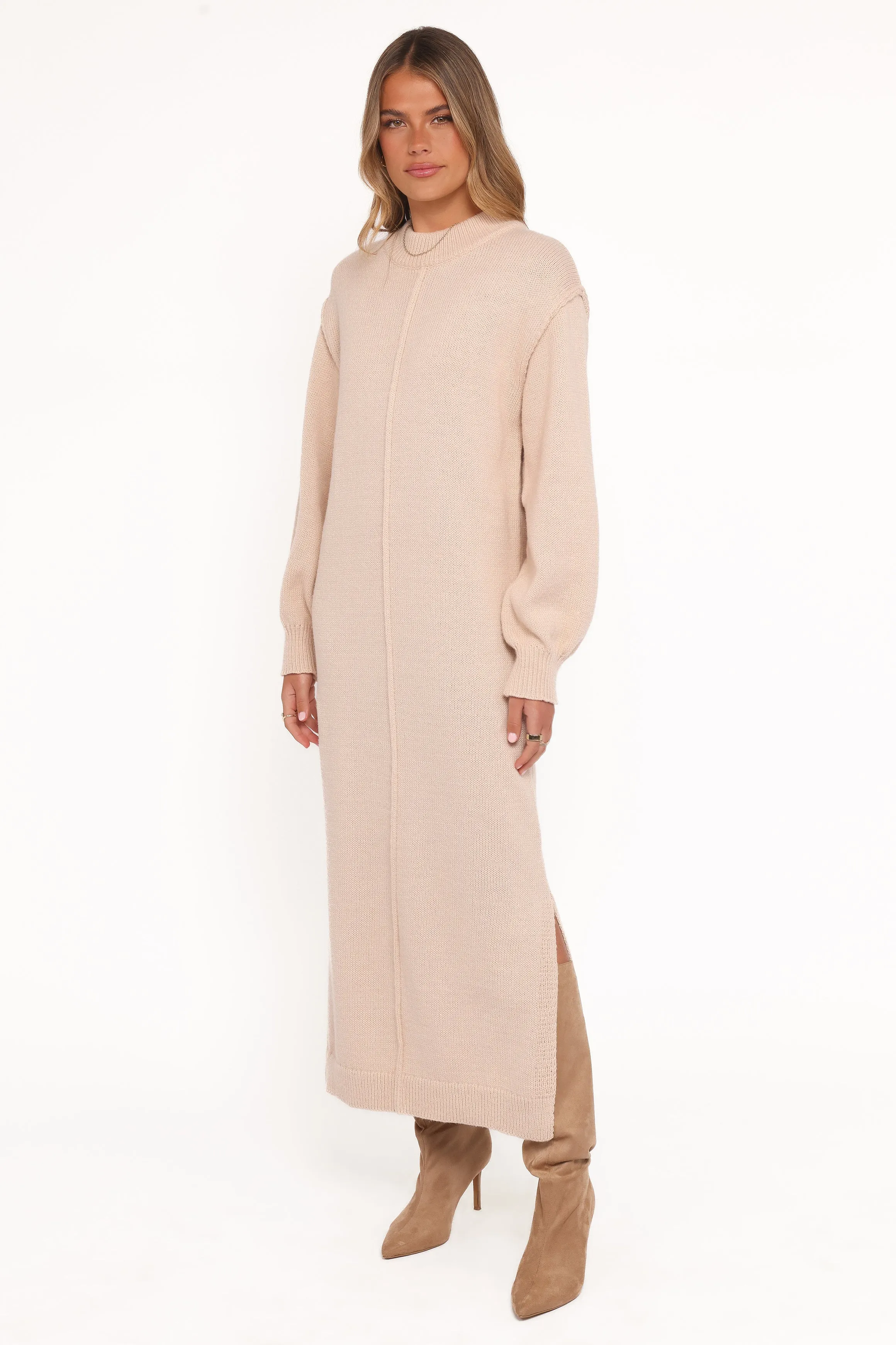 Odile Knit Midi Dress - Tan sold by Petal & Pup product image thumbnail 4