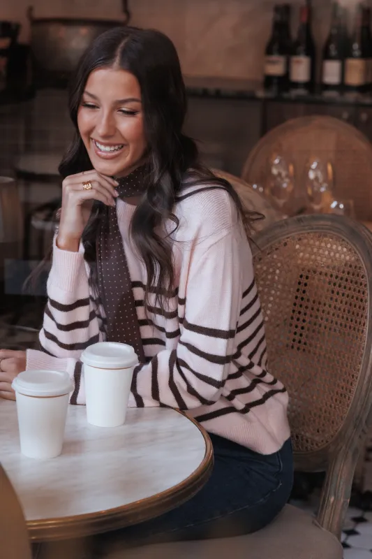 Eleanora Striped Knit Pullover Sweater - Pink sold by Petal & Pup