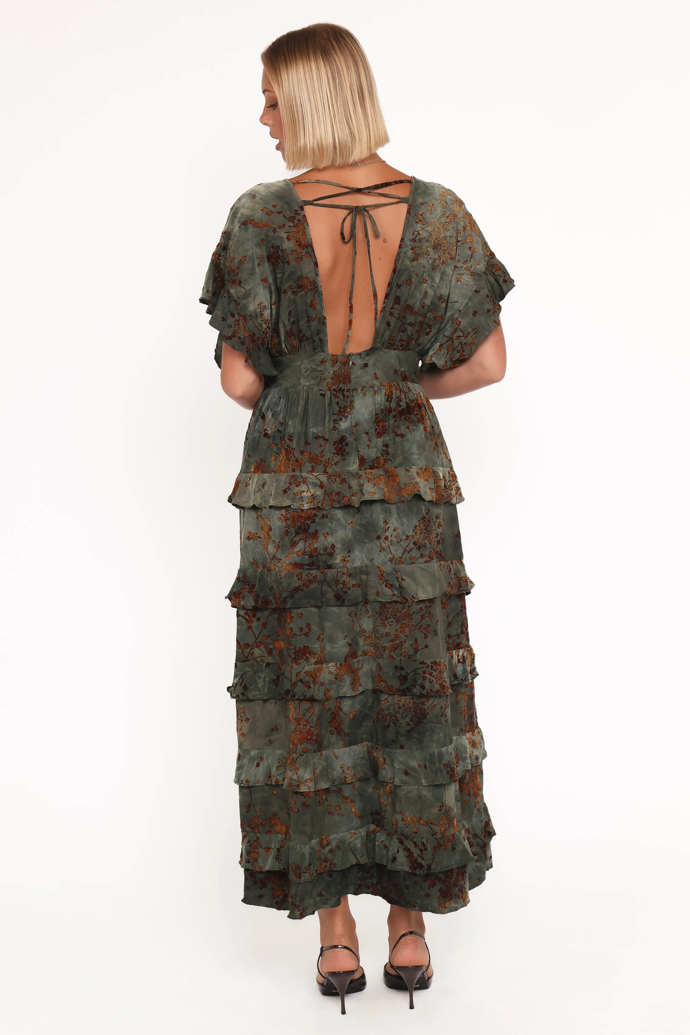 Wendi Ruffle Dress - Jade/Brown sold by Petal & Pup product image thumbnail 4