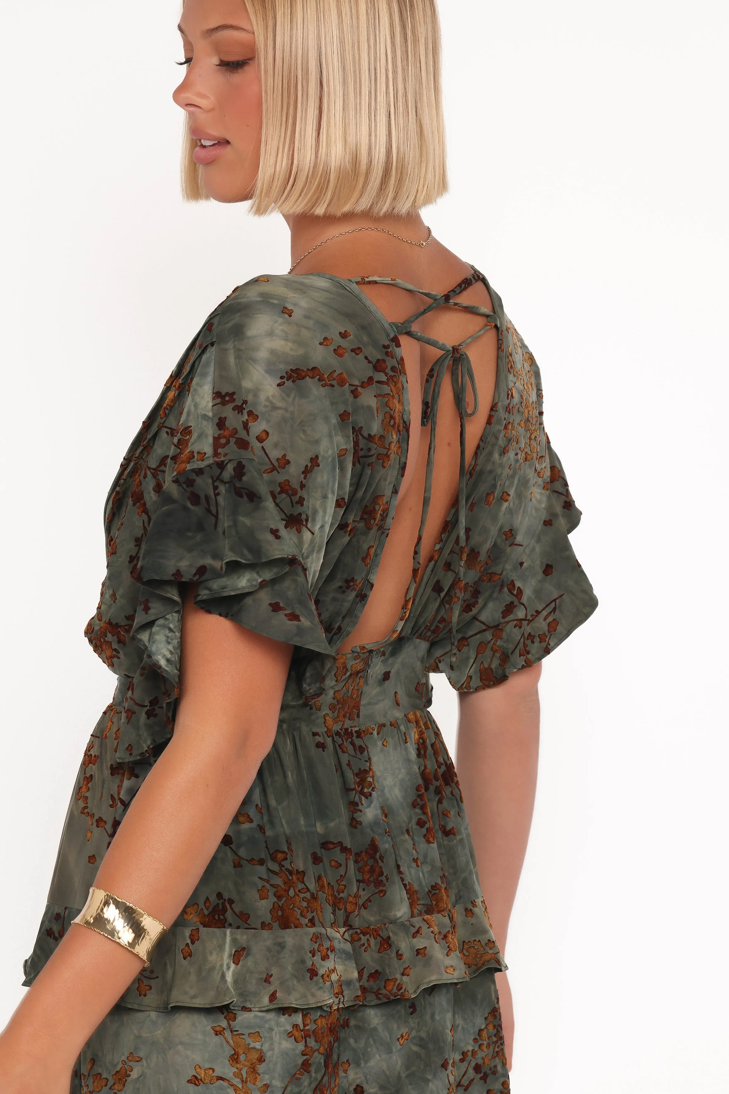 Wendi Ruffle Dress - Jade/Brown sold by Petal & Pup product image thumbnail 2