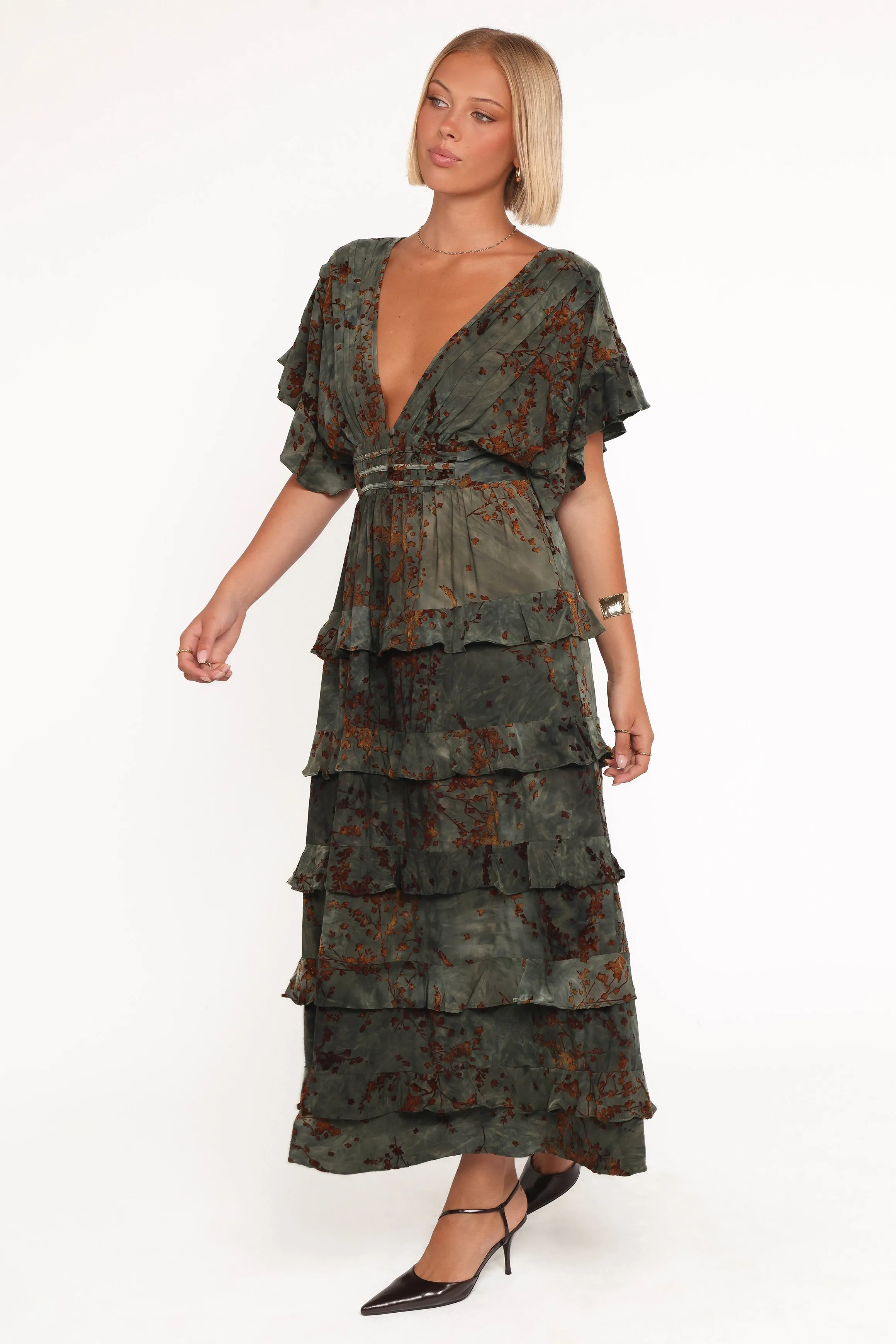 Wendi Ruffle Dress - Jade/Brown sold by Petal & Pup product image thumbnail 3