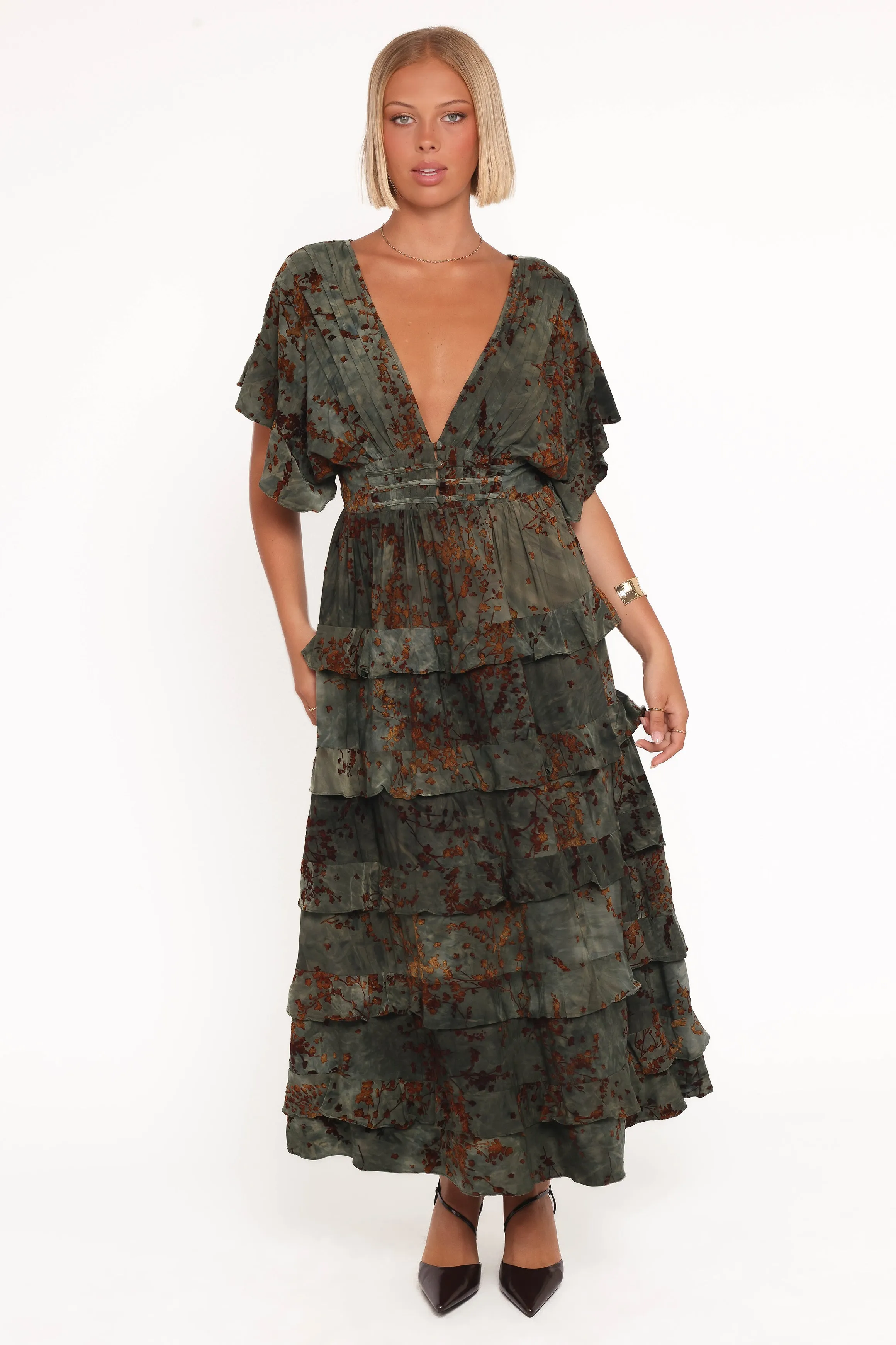 Wendi Ruffle Dress - Jade/Brown sold by Petal & Pup product image thumbnail 5