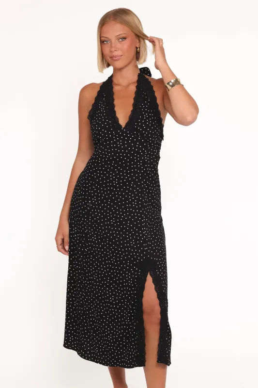 Stasia Maxi Halter Dress - Black White sold by Petal & Pup
