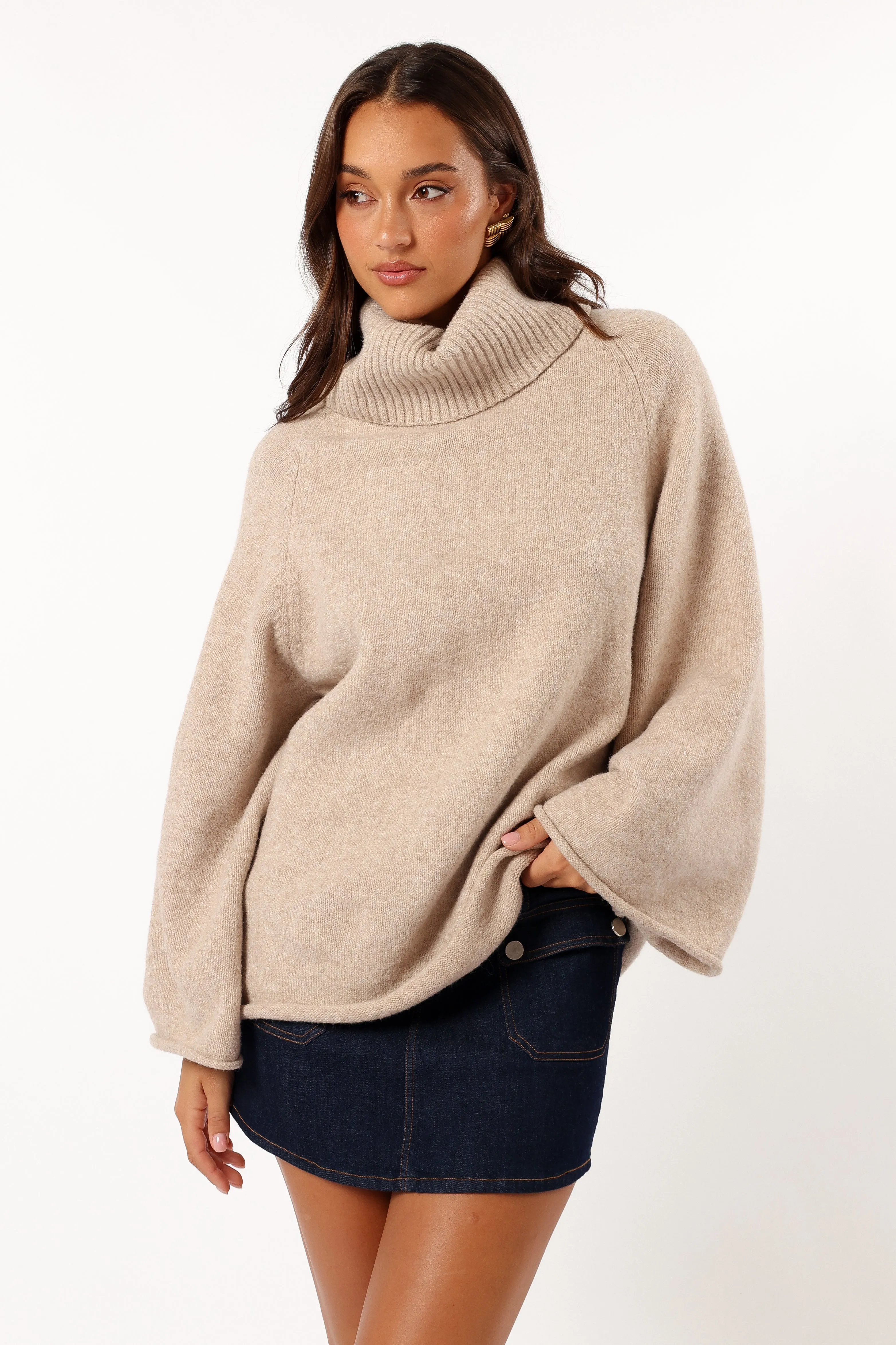 Bindy Cowlneck Knit Sweater - Oatmeal sold by Petal & Pup product image thumbnail 4