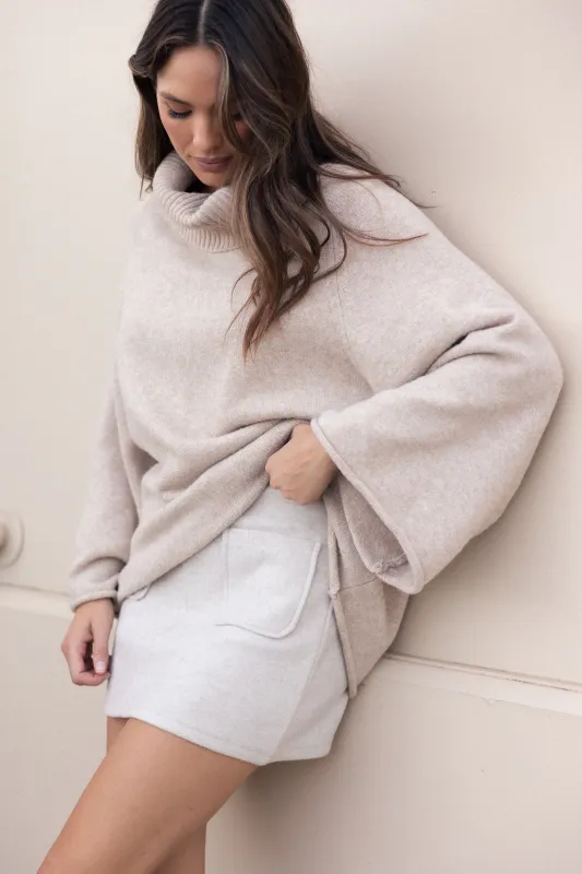 Bindy Cowlneck Knit Sweater - Oatmeal sold by Petal & Pup