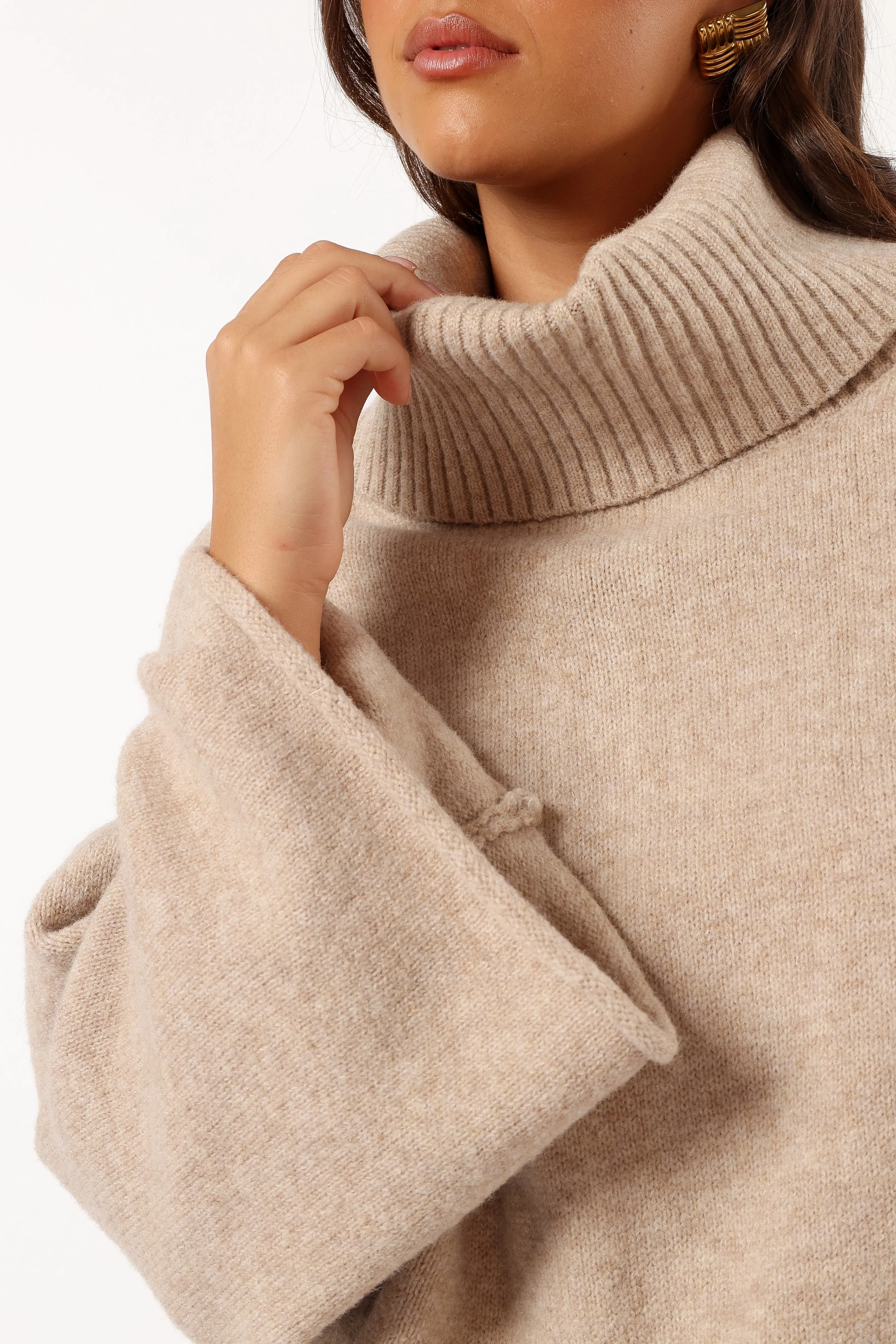 Bindy Cowlneck Knit Sweater - Oatmeal sold by Petal & Pup product image thumbnail 5