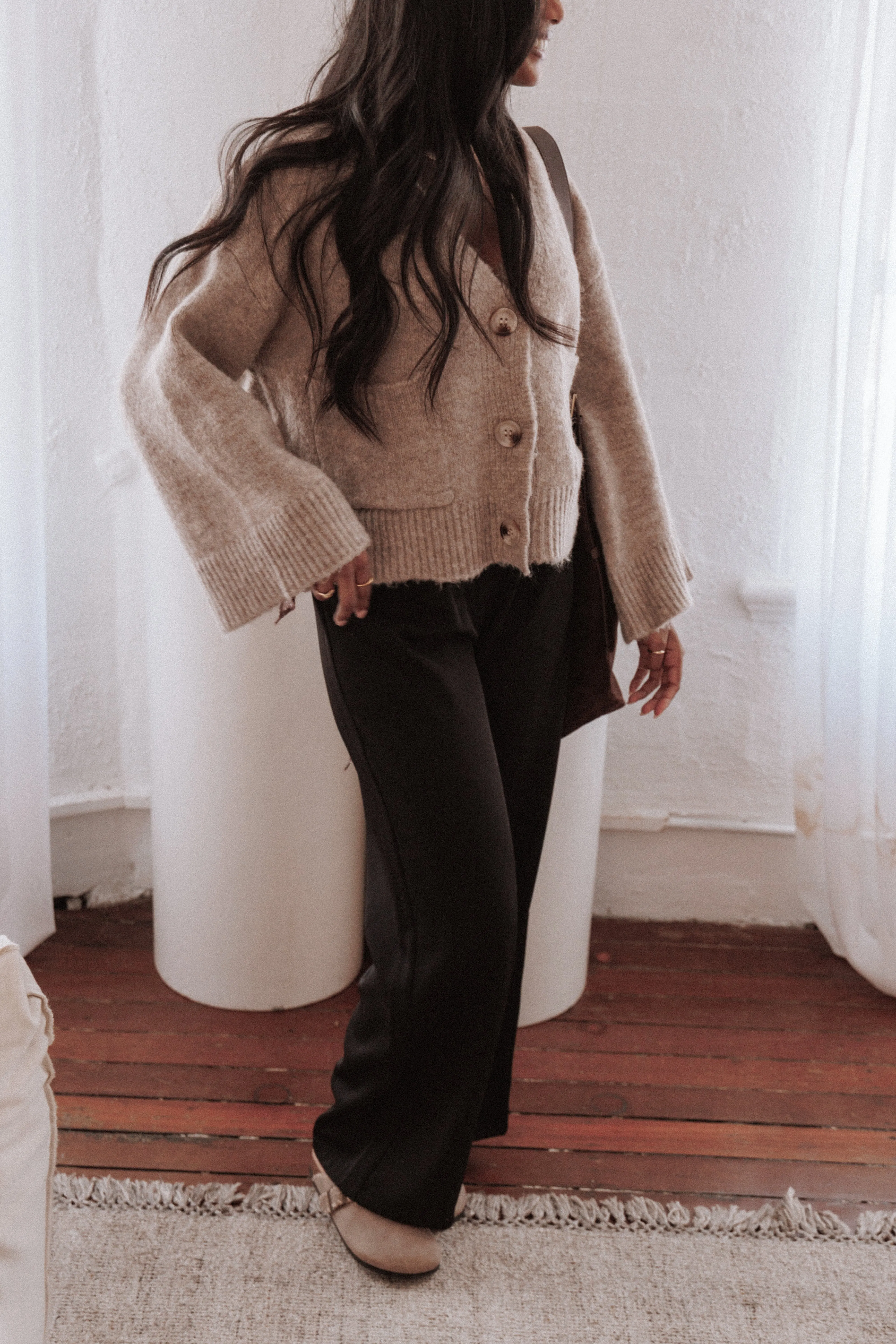 Fern Wide Sleeve Cardigan - Mushroom sold by Petal & Pup