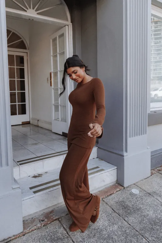 Selly Knitted Pant Set - Brown sold by Petal & Pup