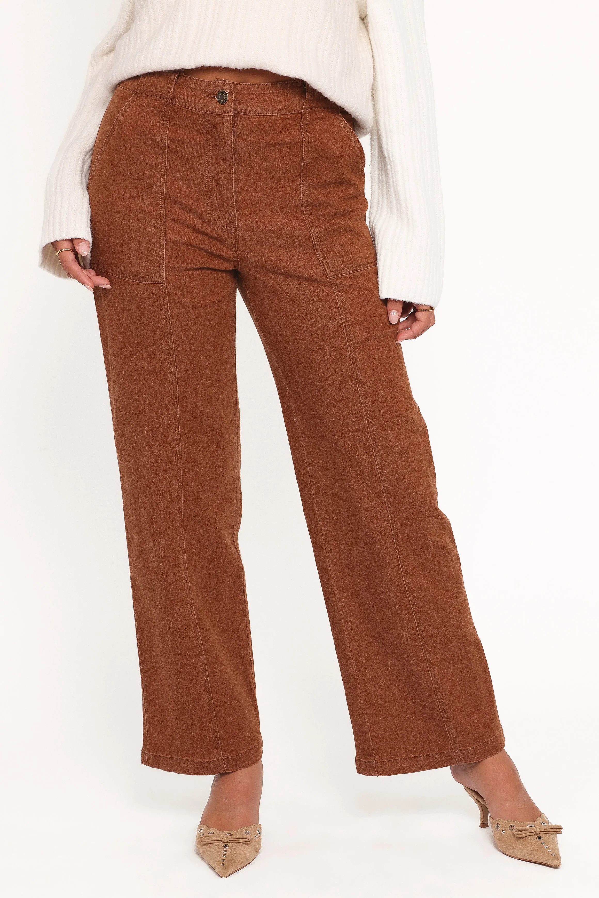 Hayes Wide Leg Pant - Mocha Brown sold by Petal & Pup