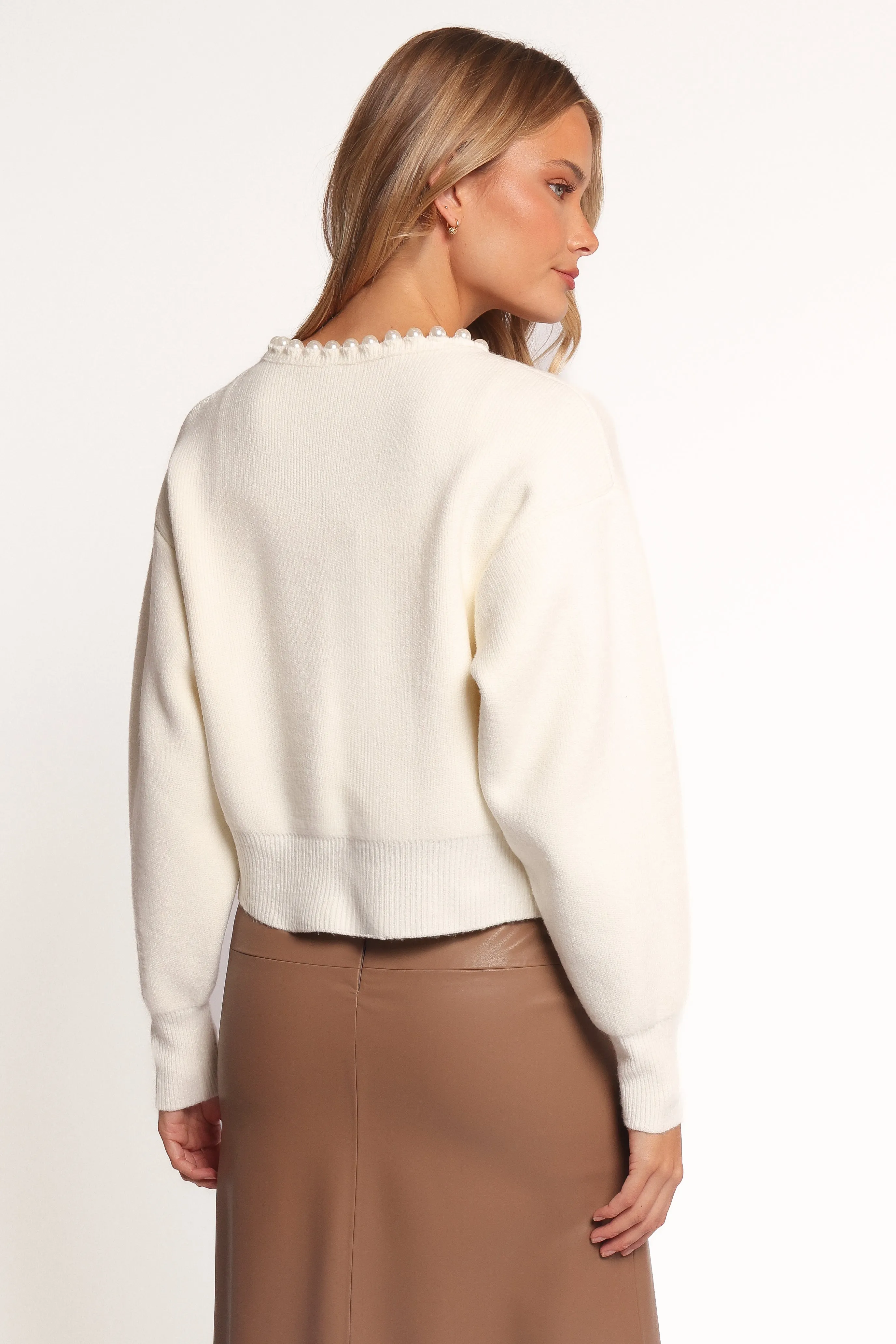 Bloom Pearl Knit Cardigan - Cream sold by Petal & Pup product image thumbnail 4