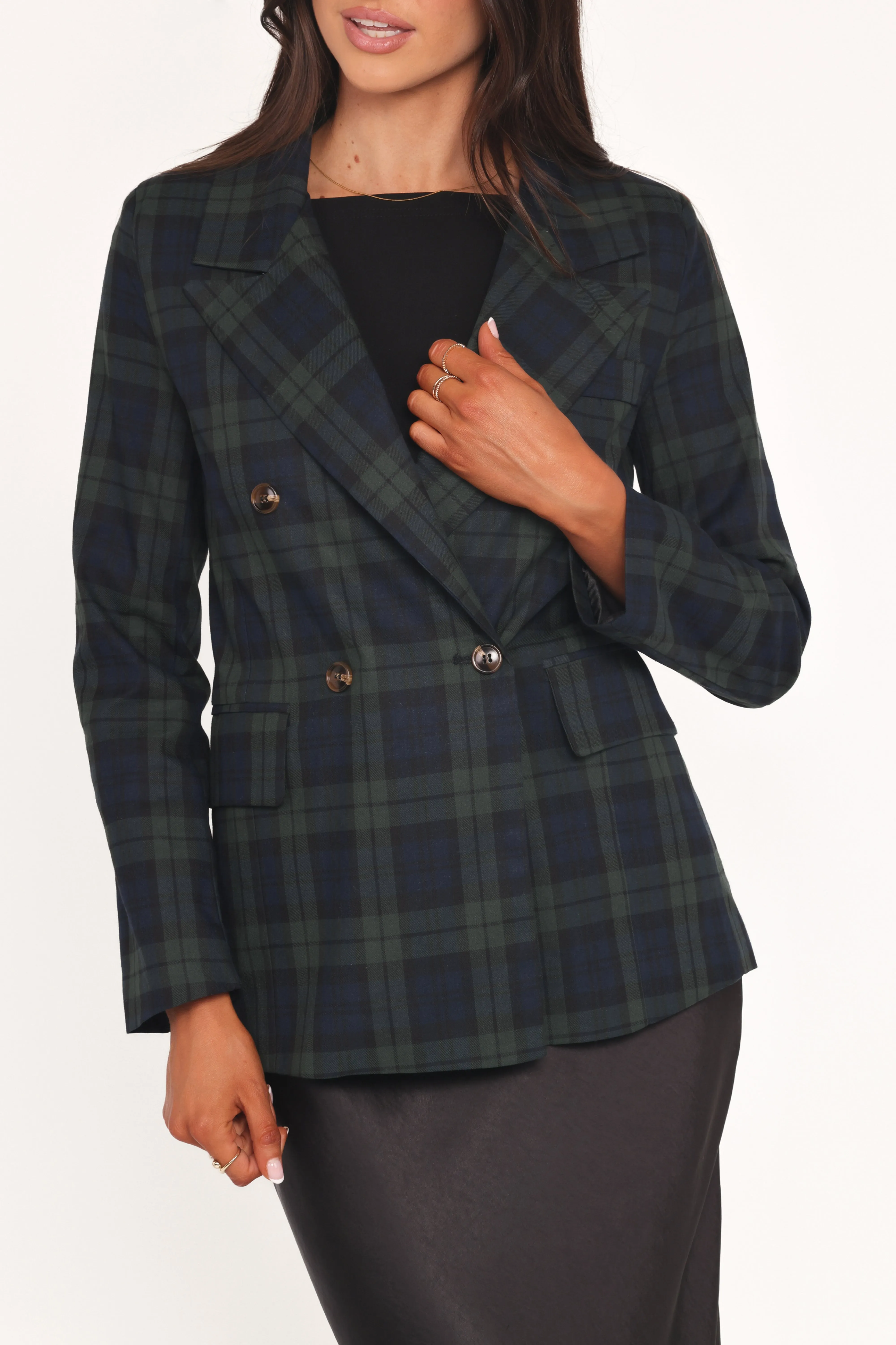 Juliette Blazer - Green Plaid sold by Petal & Pup product image thumbnail 2