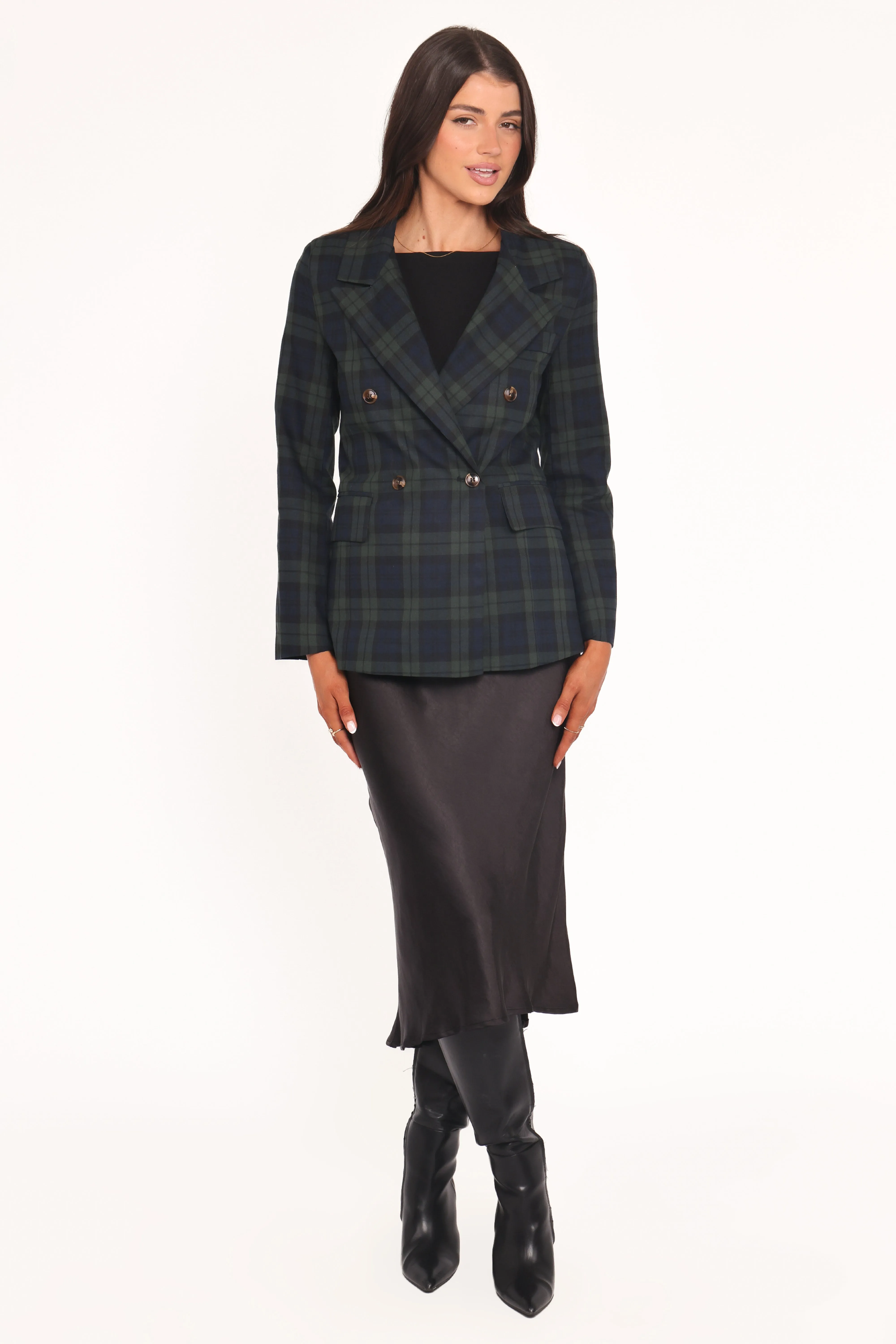 Juliette Blazer - Green Plaid sold by Petal & Pup product image thumbnail 5