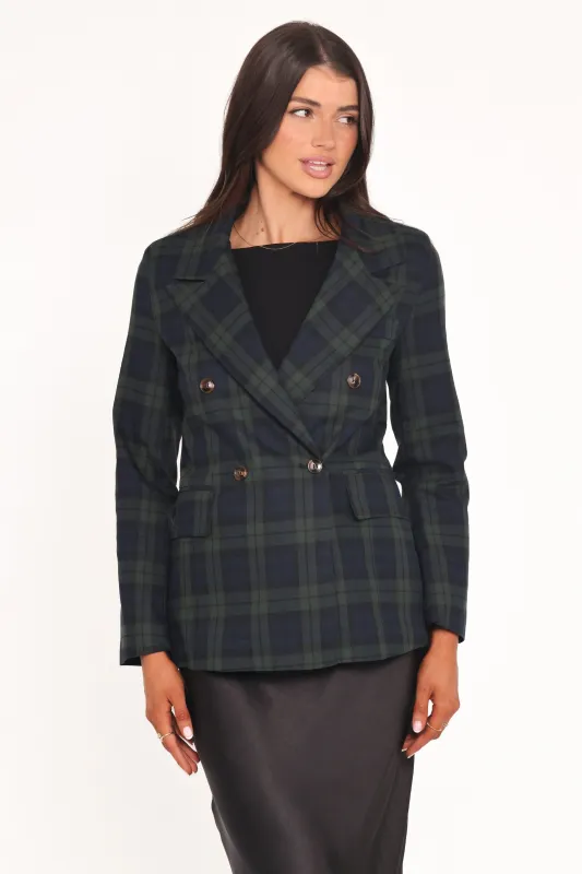 Juliette Blazer - Green Plaid sold by Petal & Pup