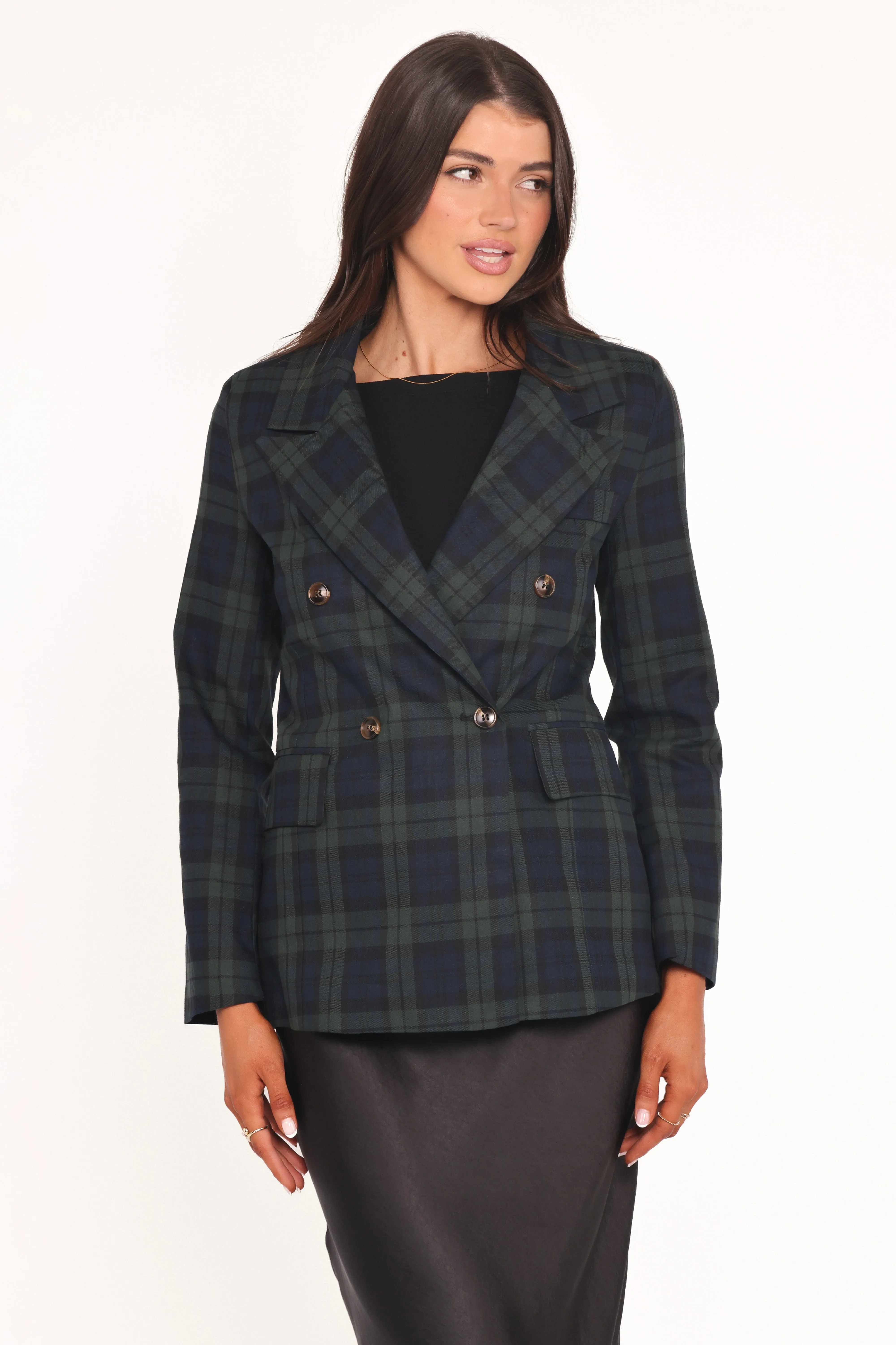 Juliette Blazer - Green Plaid sold by Petal & Pup