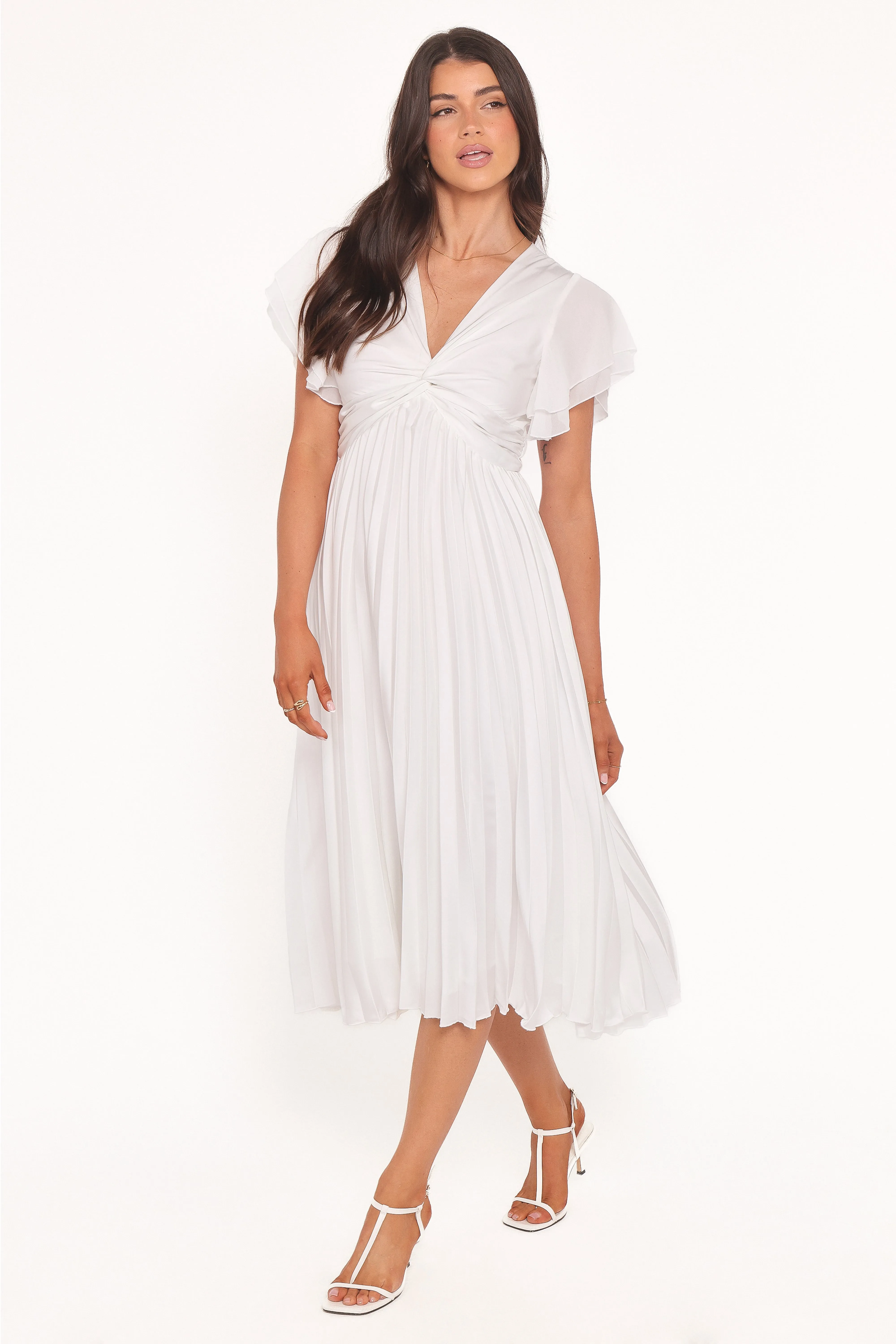 Nova Flutter Sleeve Dress - White sold by Petal & Pup product image thumbnail 4