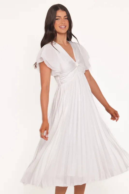 Nova Flutter Sleeve Dress - White made by Petal & Pup