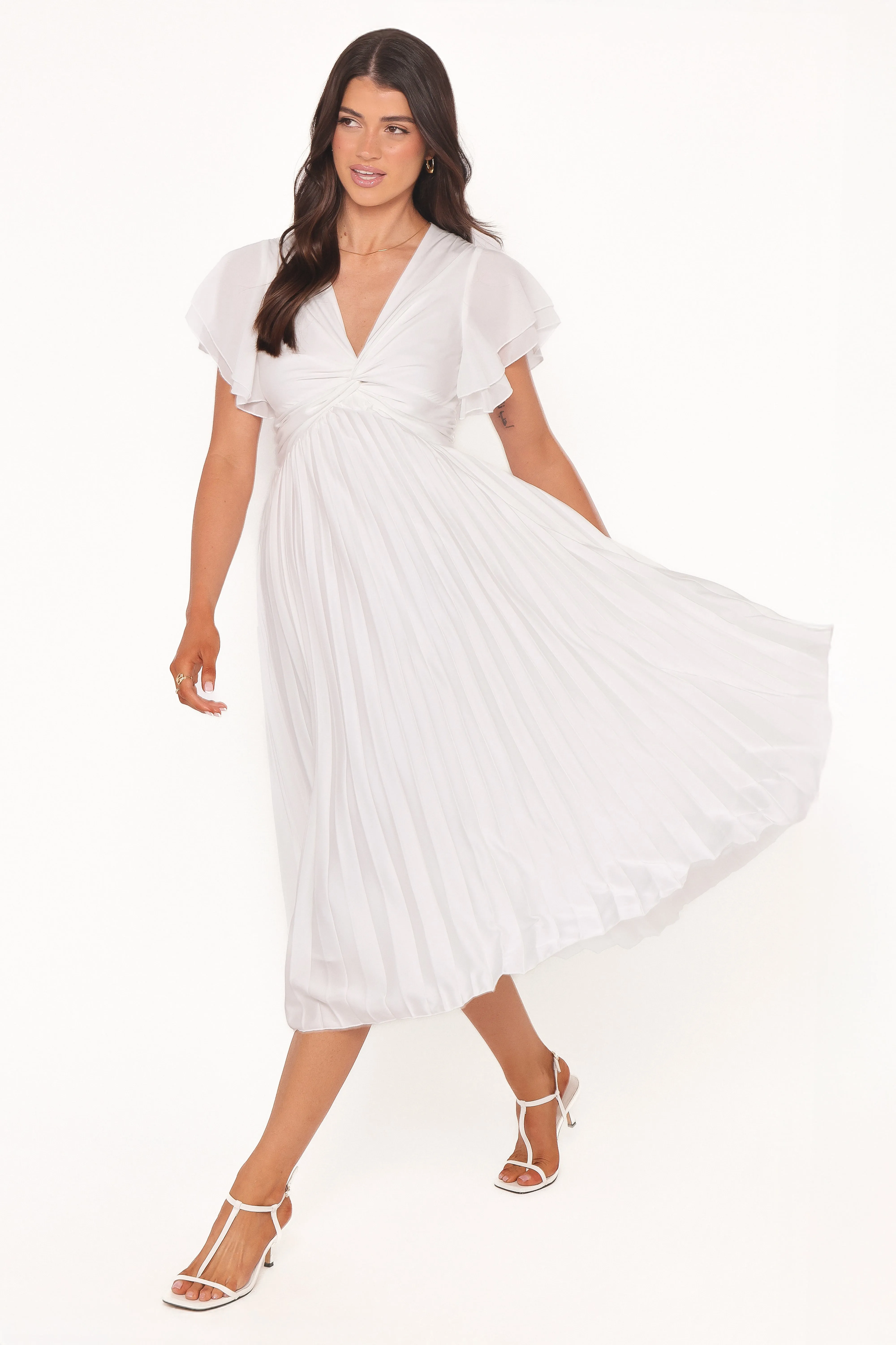 Nova Flutter Sleeve Dress - White sold by Petal & Pup product image thumbnail 2