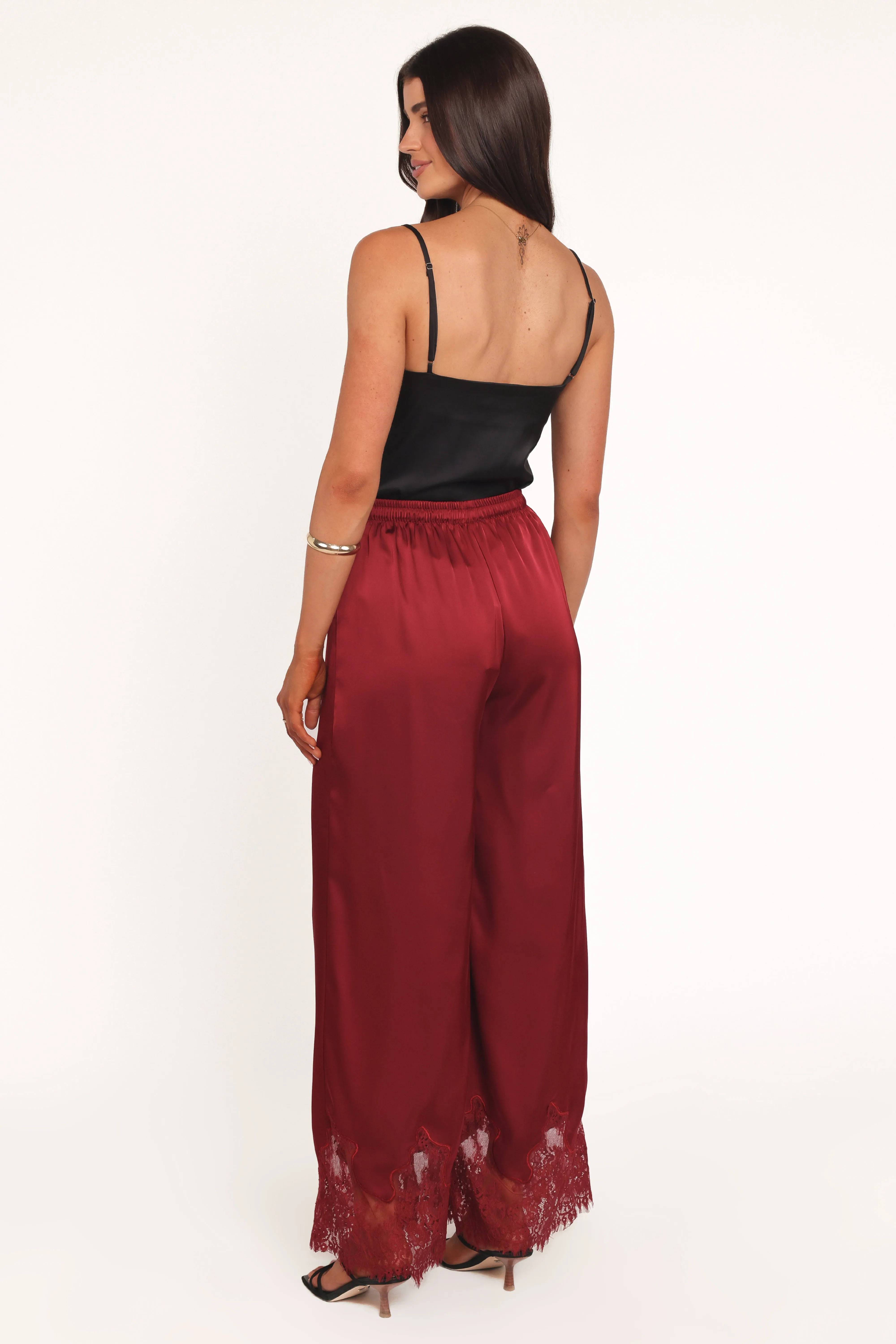 Viola Drawstring Wide Leg Pant - Wine sold by Petal & Pup product image thumbnail 4