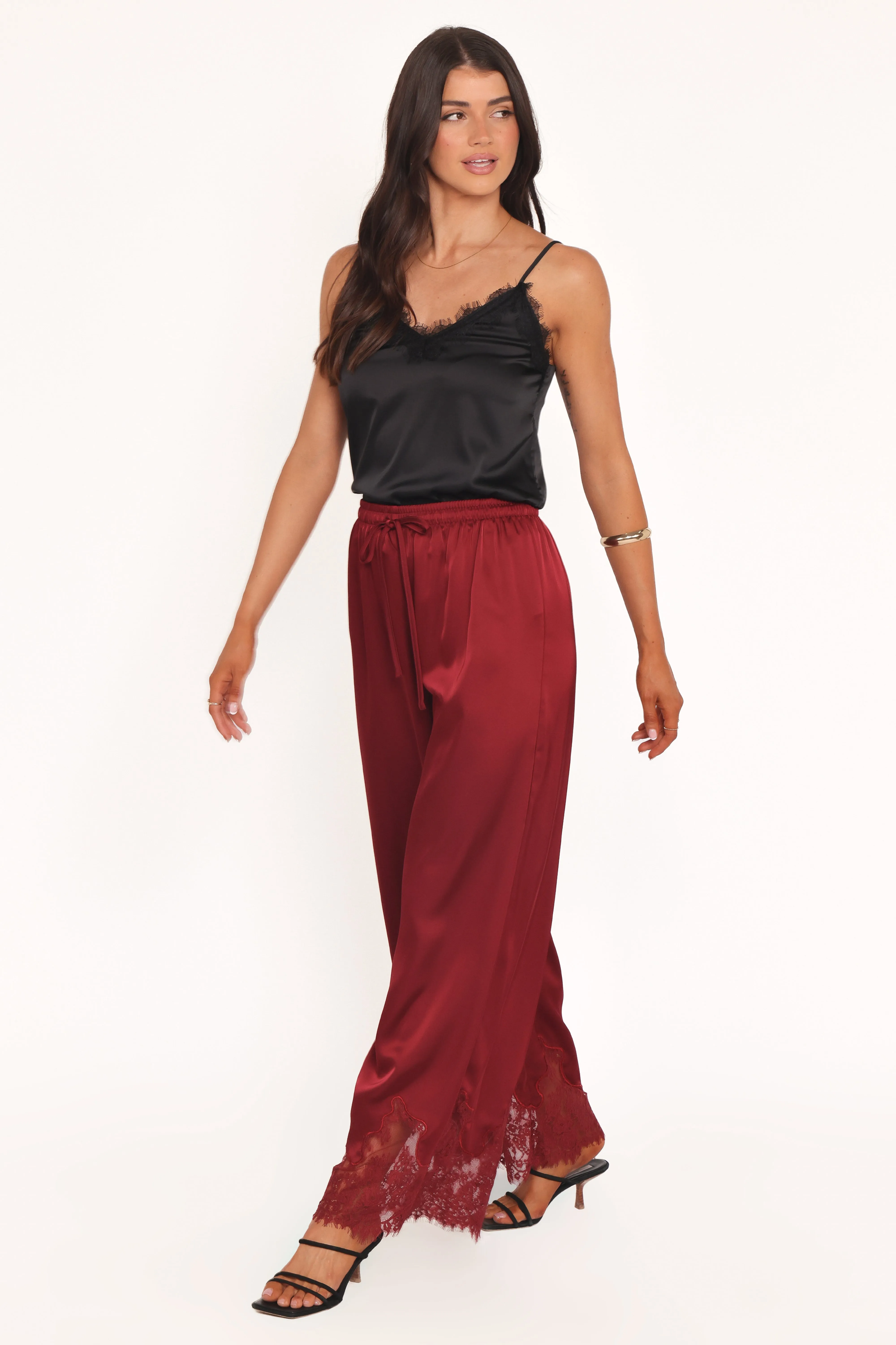 Viola Drawstring Wide Leg Pant - Wine sold by Petal & Pup product image thumbnail 3