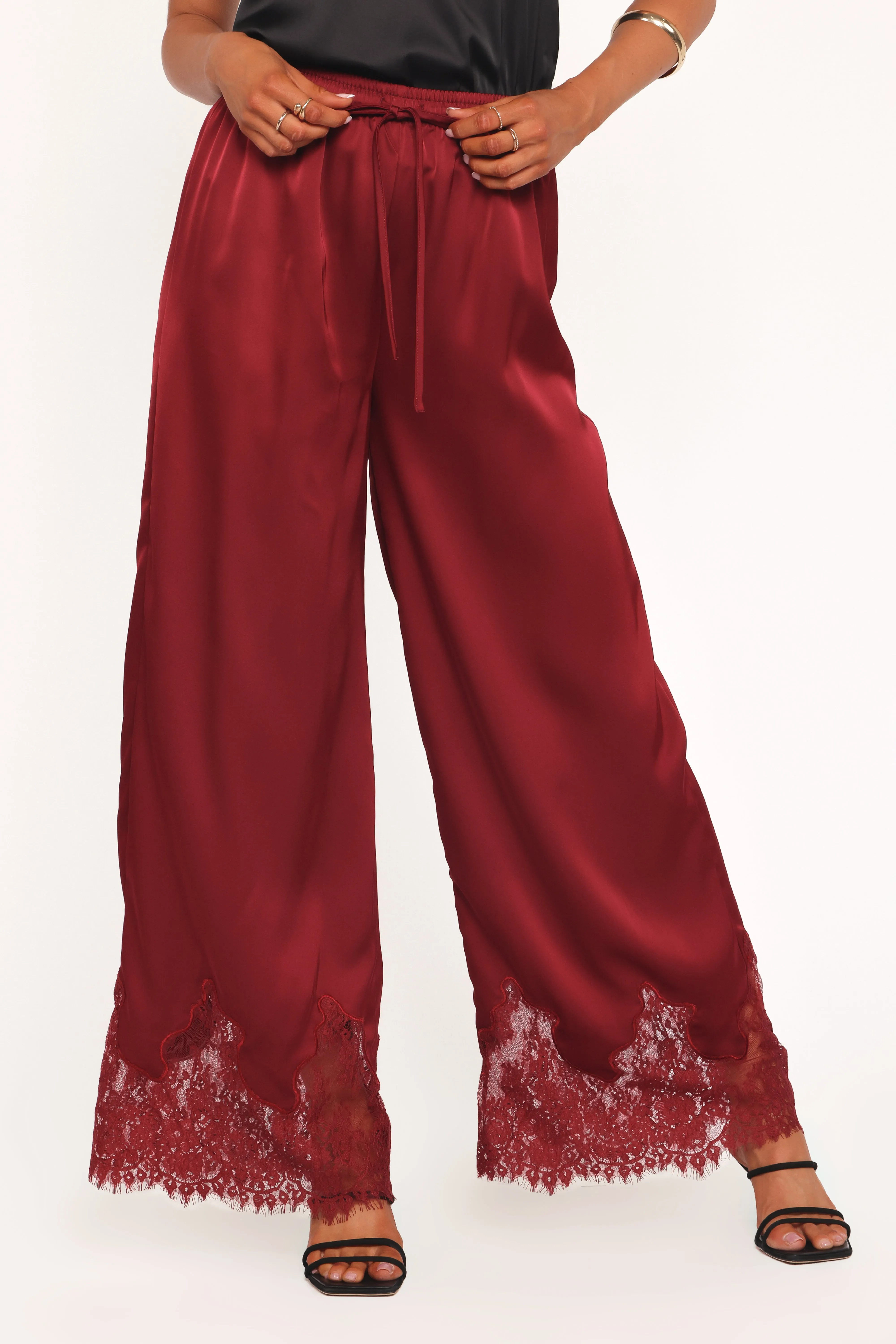Viola Drawstring Wide Leg Pant - Wine sold by Petal & Pup product image thumbnail 2