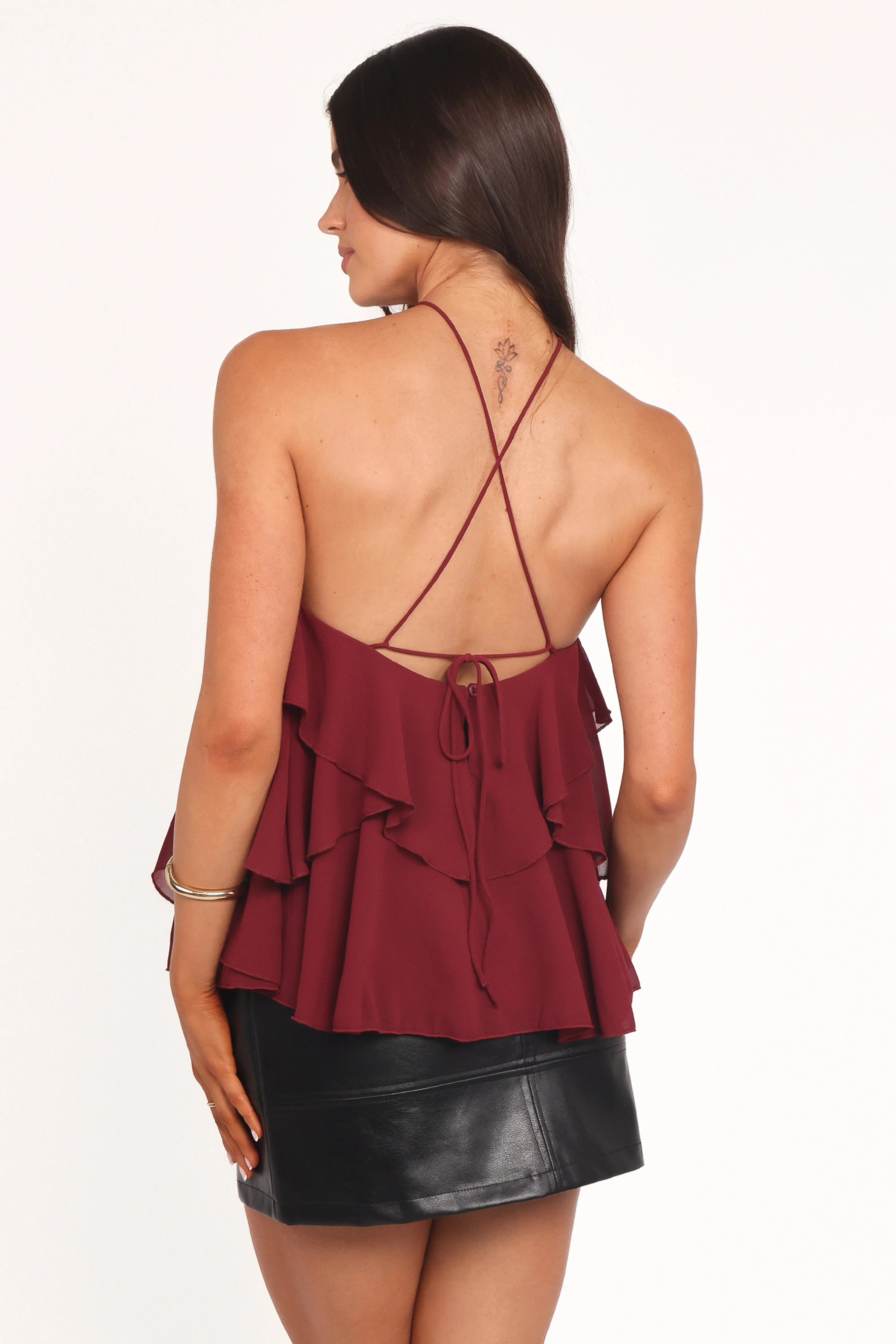Zorina Halter Neck Chiffon Top - Burgundy sold by Petal & Pup product image thumbnail 2