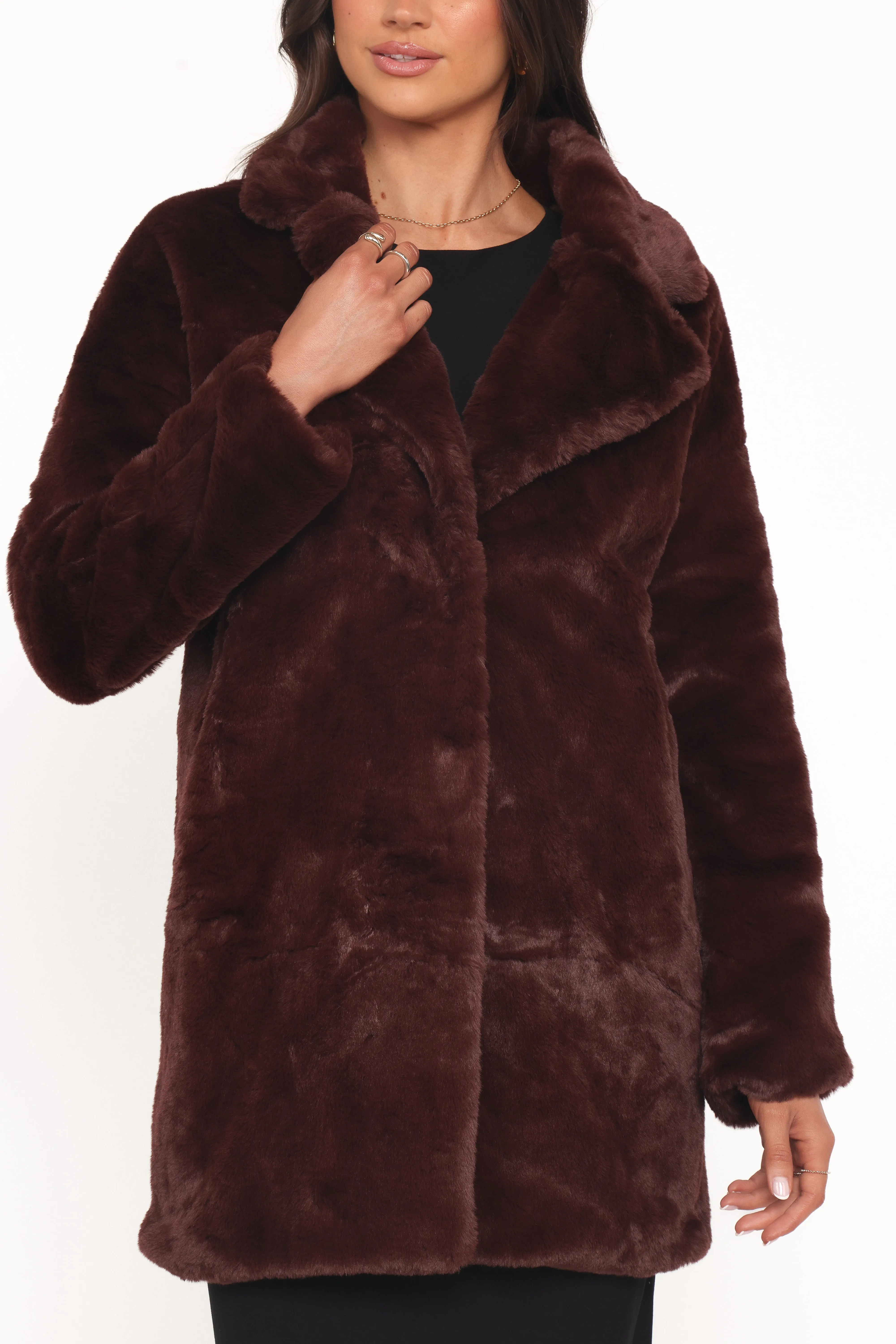 Meeka Faux Fur Jacket - Burgundy sold by Petal & Pup product image thumbnail 5