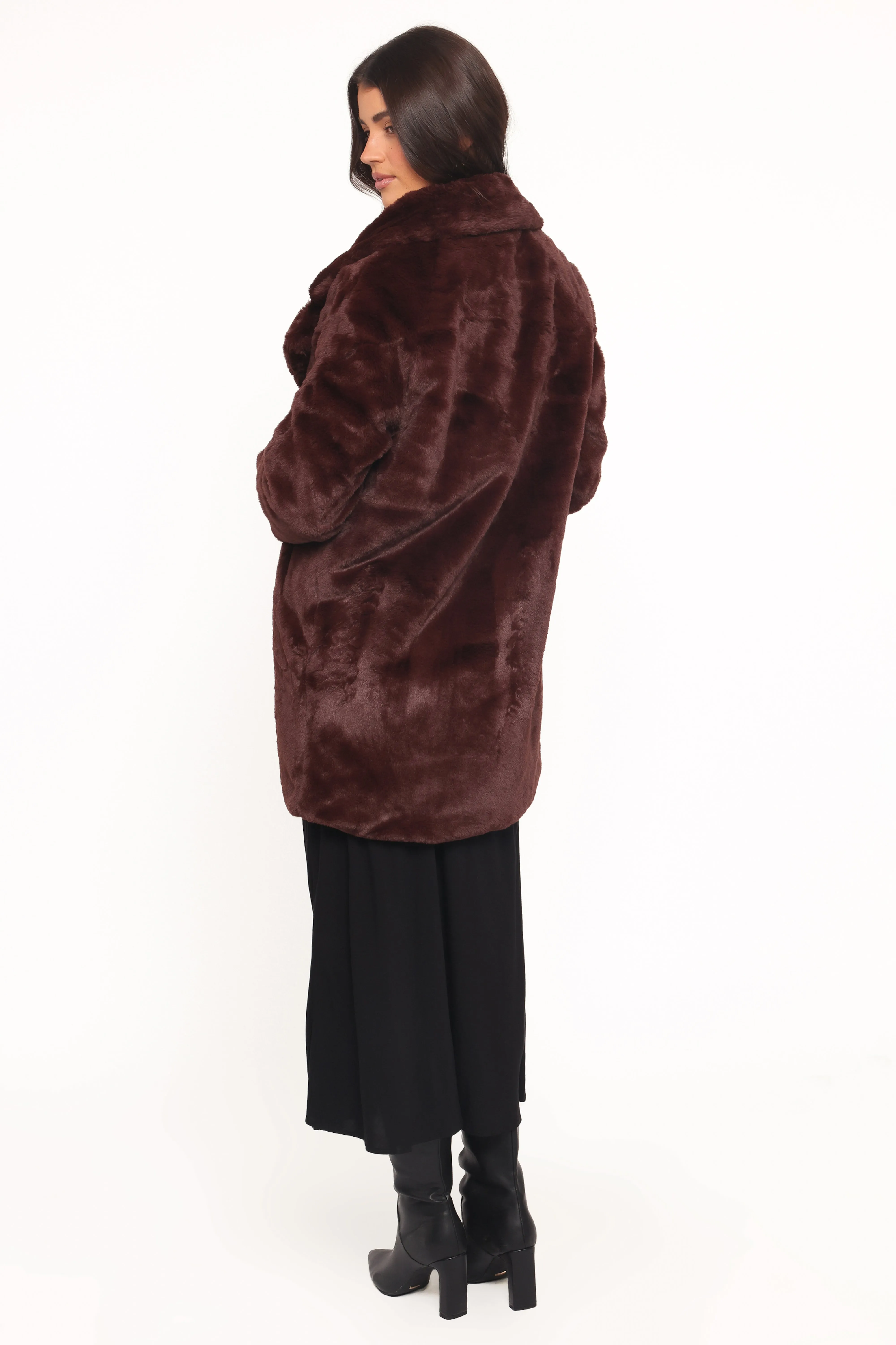 Meeka Faux Fur Jacket - Burgundy sold by Petal & Pup product image thumbnail 4
