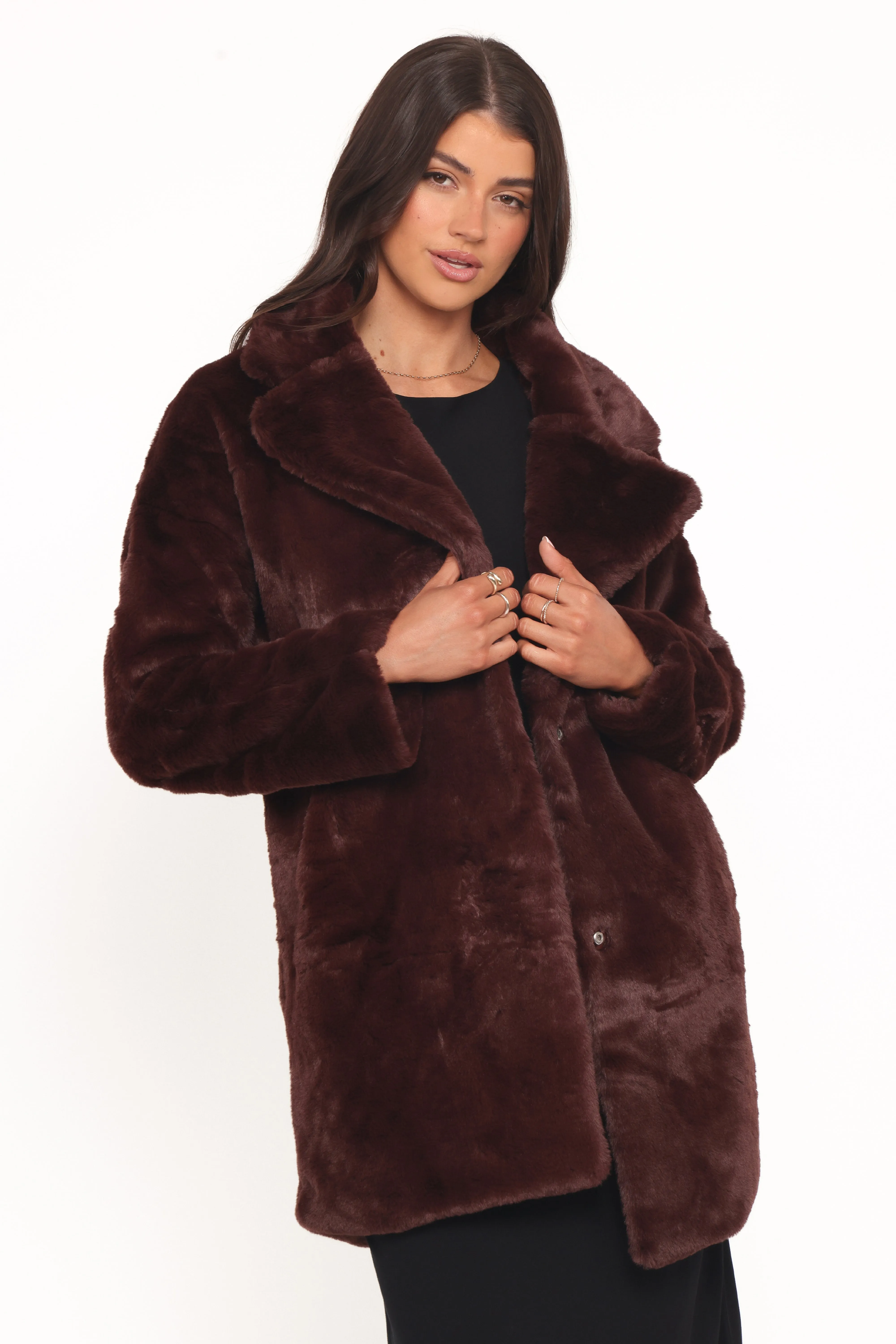 Meeka Faux Fur Jacket - Burgundy sold by Petal & Pup product image thumbnail 2
