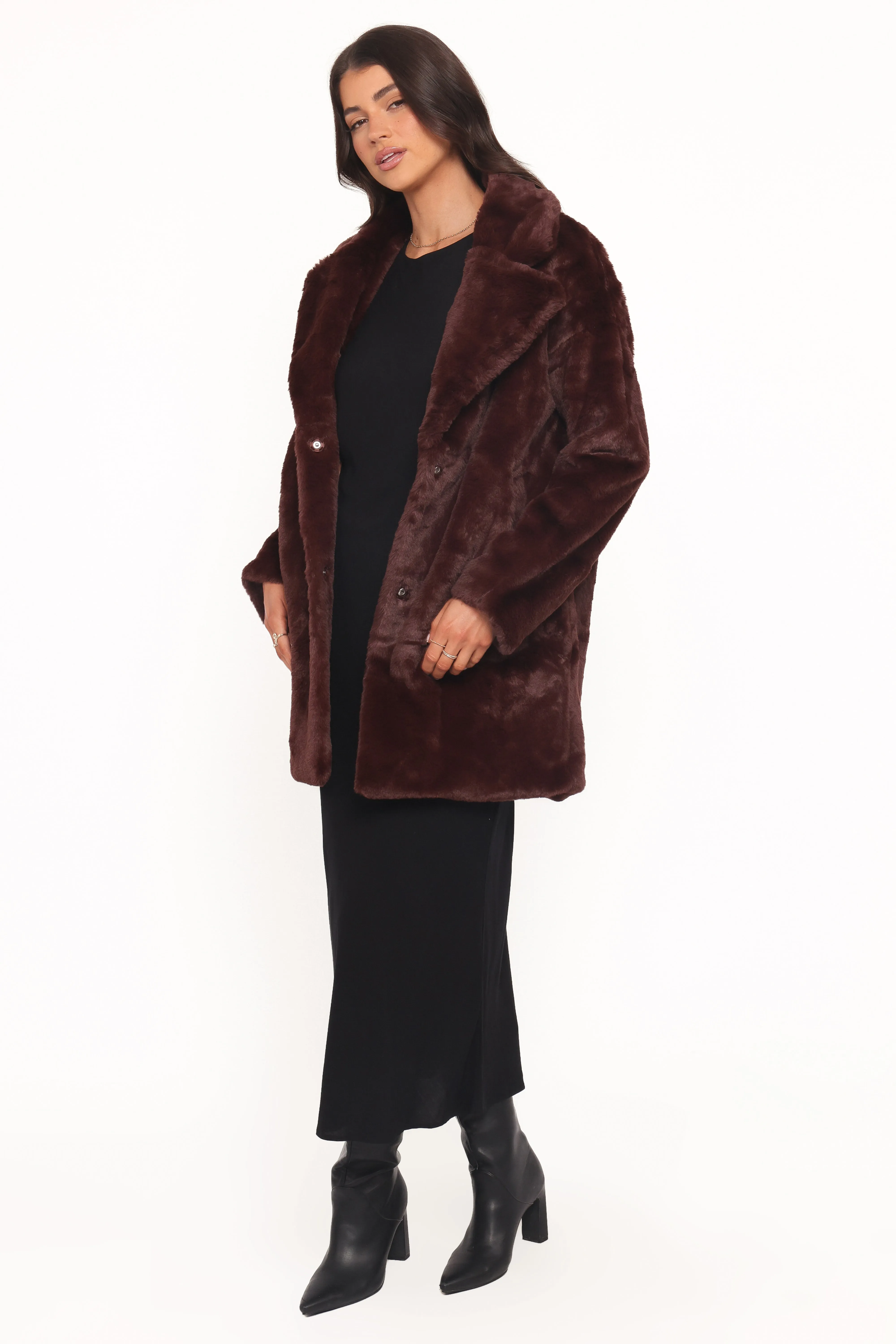 Meeka Faux Fur Jacket - Burgundy sold by Petal & Pup product image thumbnail 3