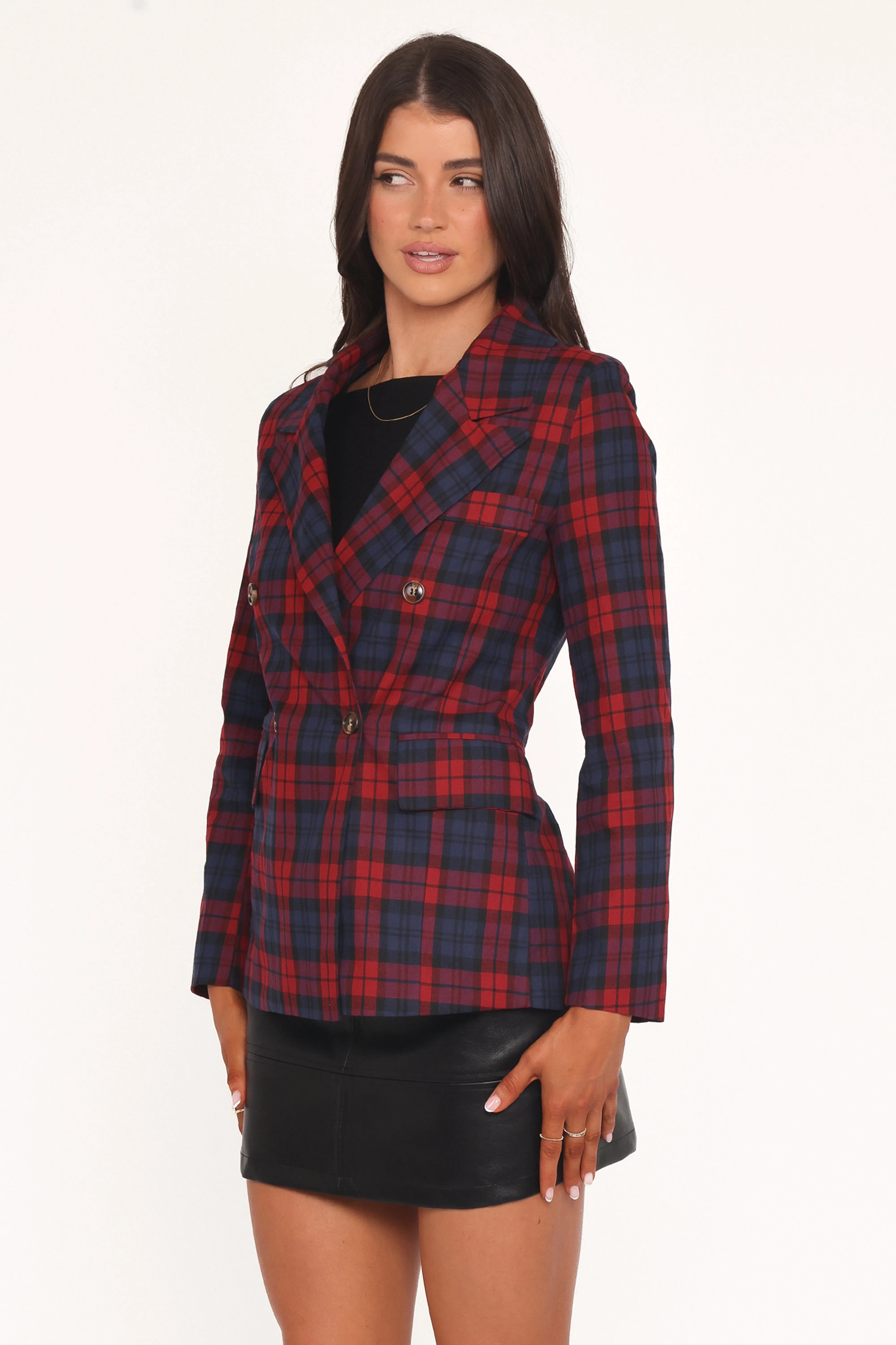 Juliette Blazer - Red Plaid sold by Petal & Pup product image thumbnail 3