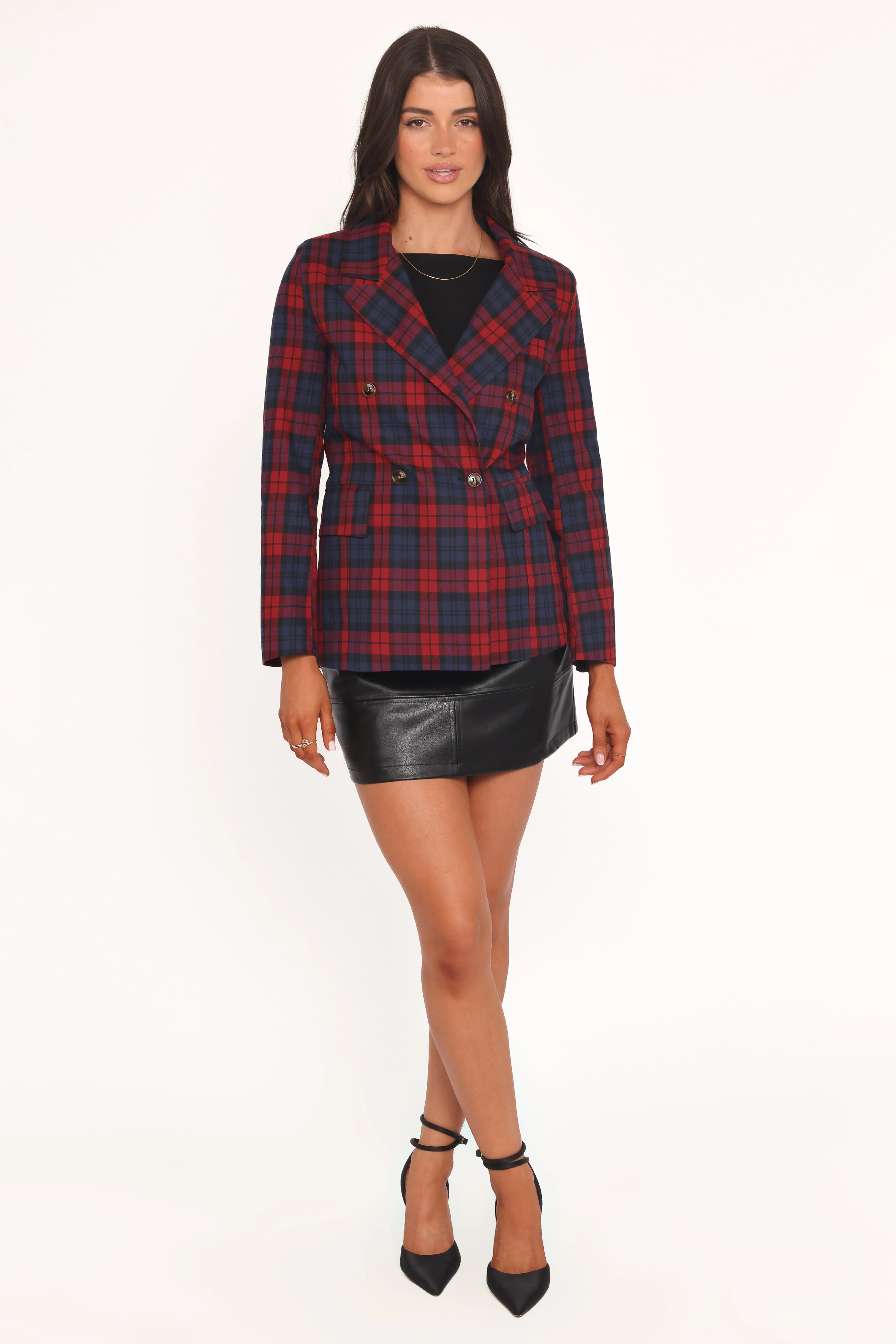 Juliette Blazer - Red Plaid sold by Petal & Pup product image thumbnail 2