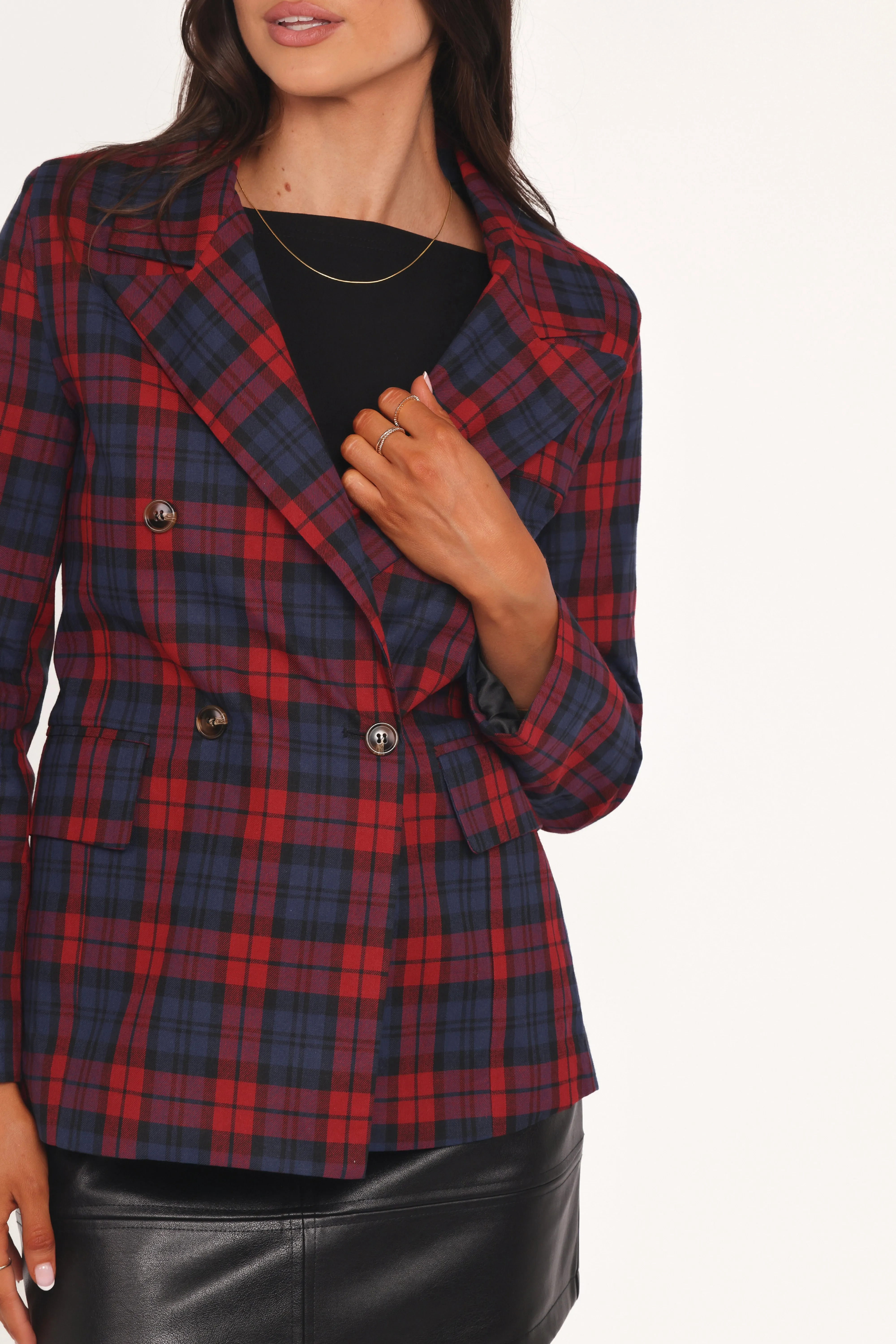 Juliette Blazer - Red Plaid sold by Petal & Pup product image thumbnail 5