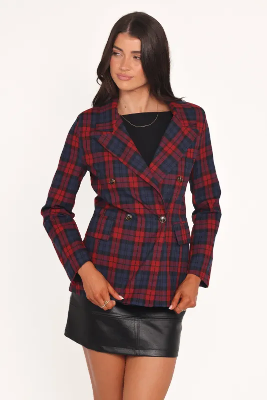 Juliette Blazer - Red Plaid sold by Petal & Pup
