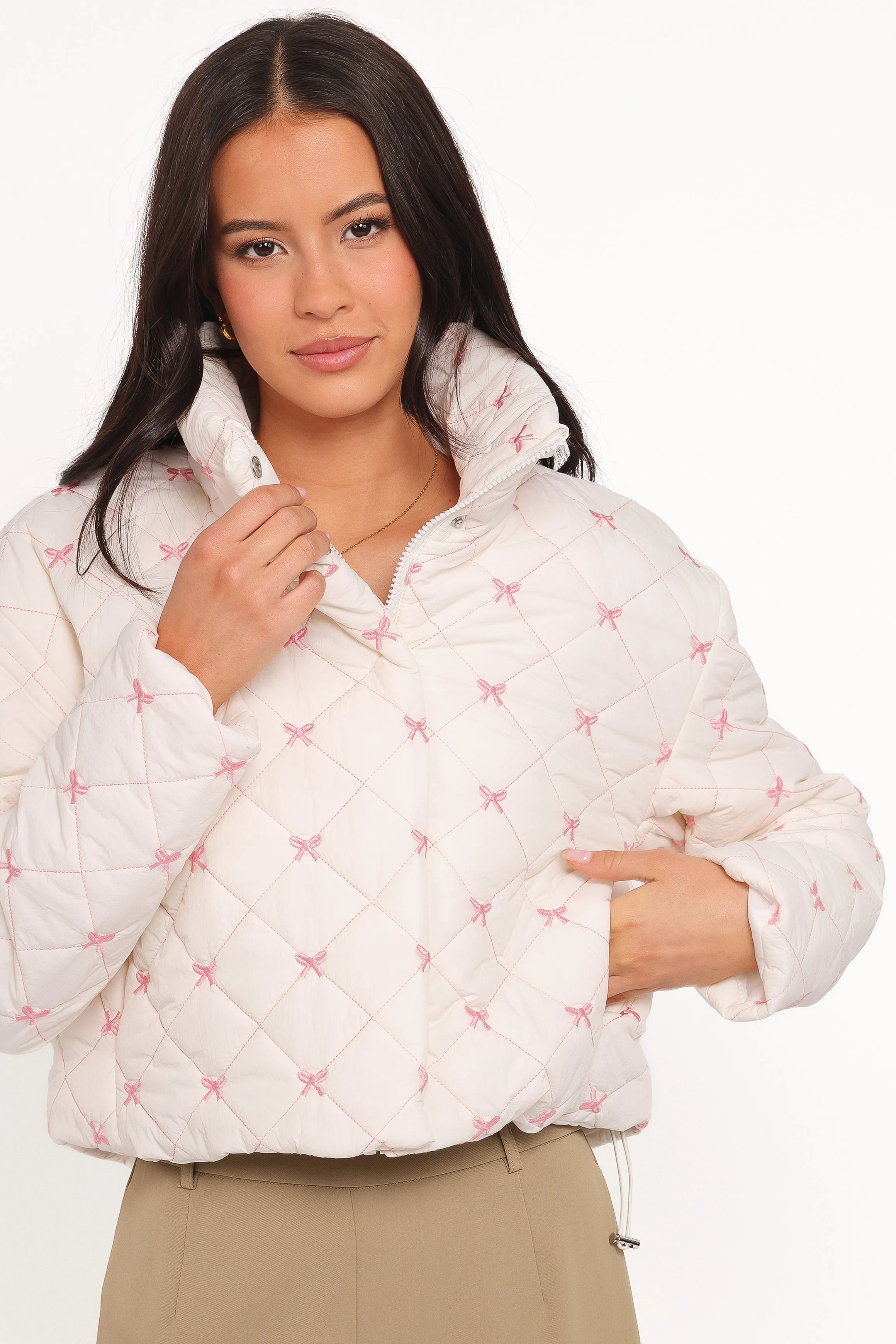 Adi Quilted Jacket - Pink Bow sold by Petal & Pup