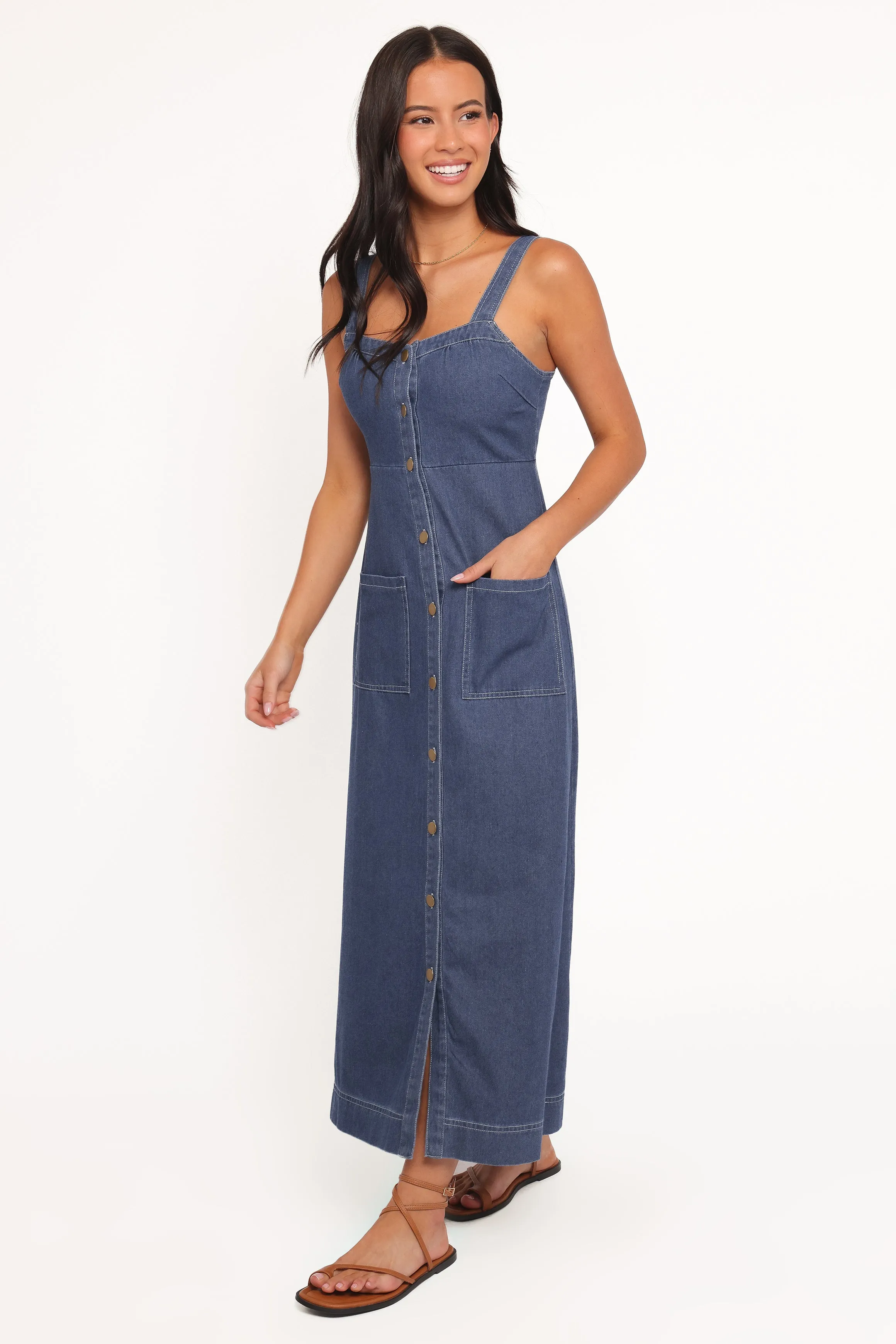 Bettie Midi Dress - Mid Blue Denim sold by Petal & Pup product image thumbnail 3