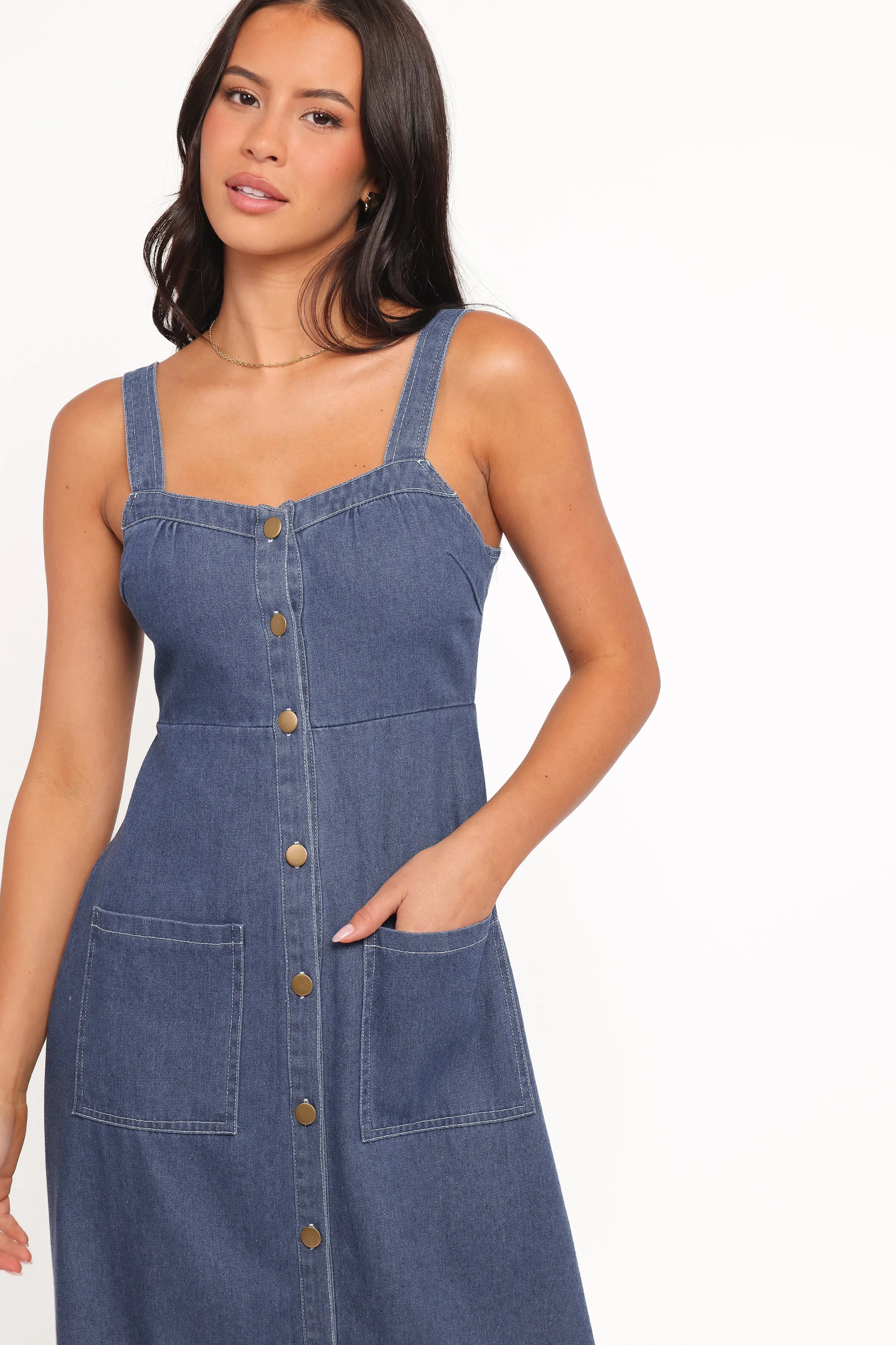 Bettie Midi Dress - Mid Blue Denim sold by Petal & Pup product image thumbnail 2