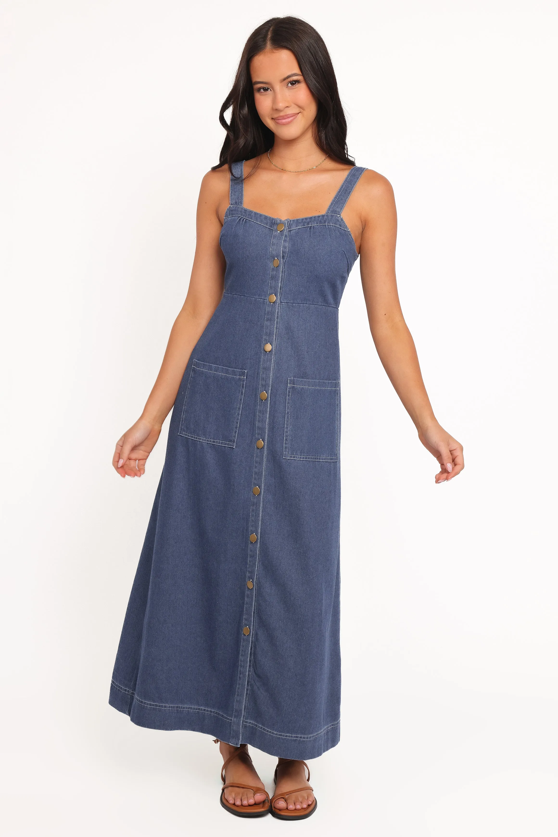 Bettie Midi Dress - Mid Blue Denim sold by Petal & Pup product image thumbnail 5