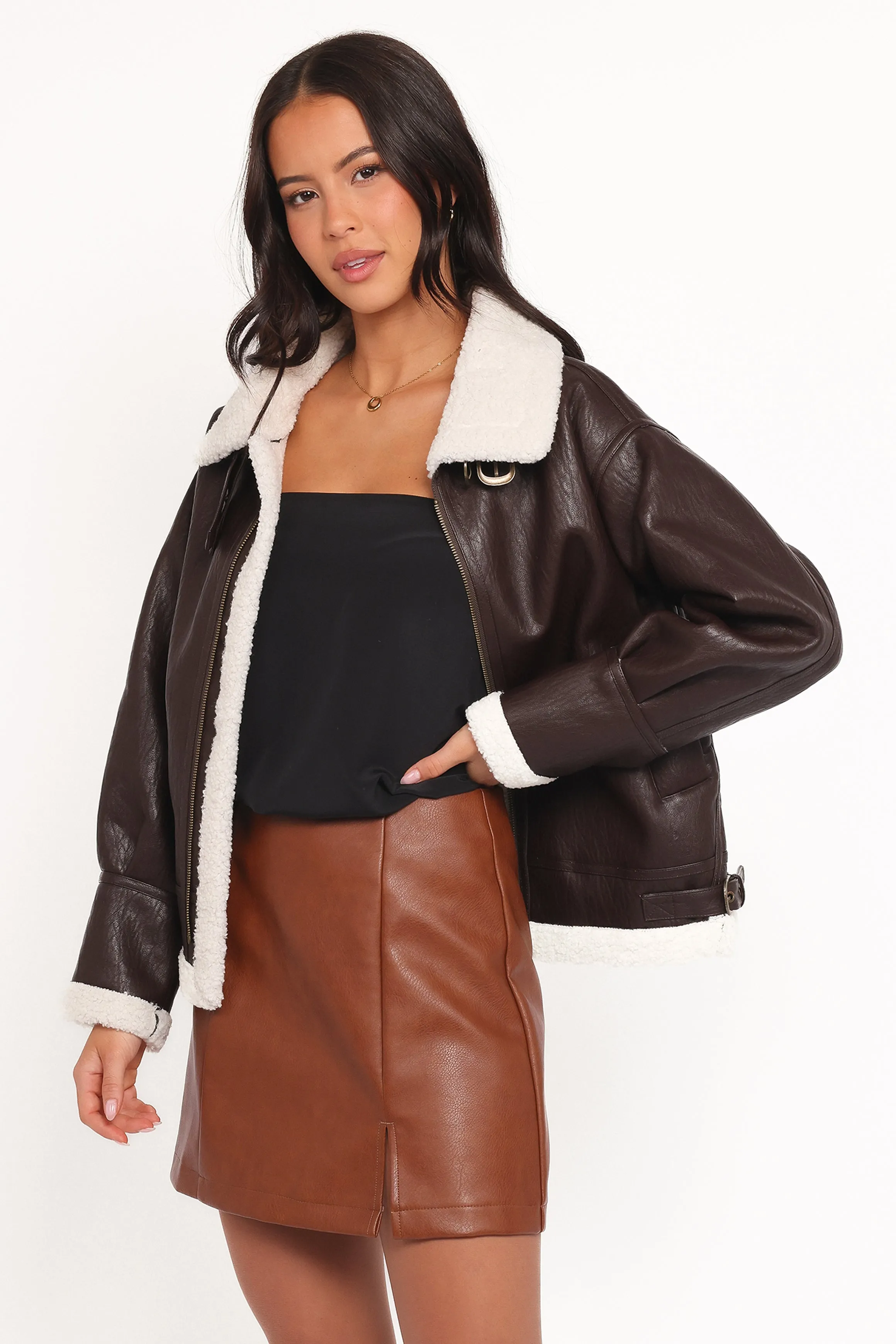 Baxter Shearling Lined Jacket - Brown sold by Petal & Pup product image thumbnail 3