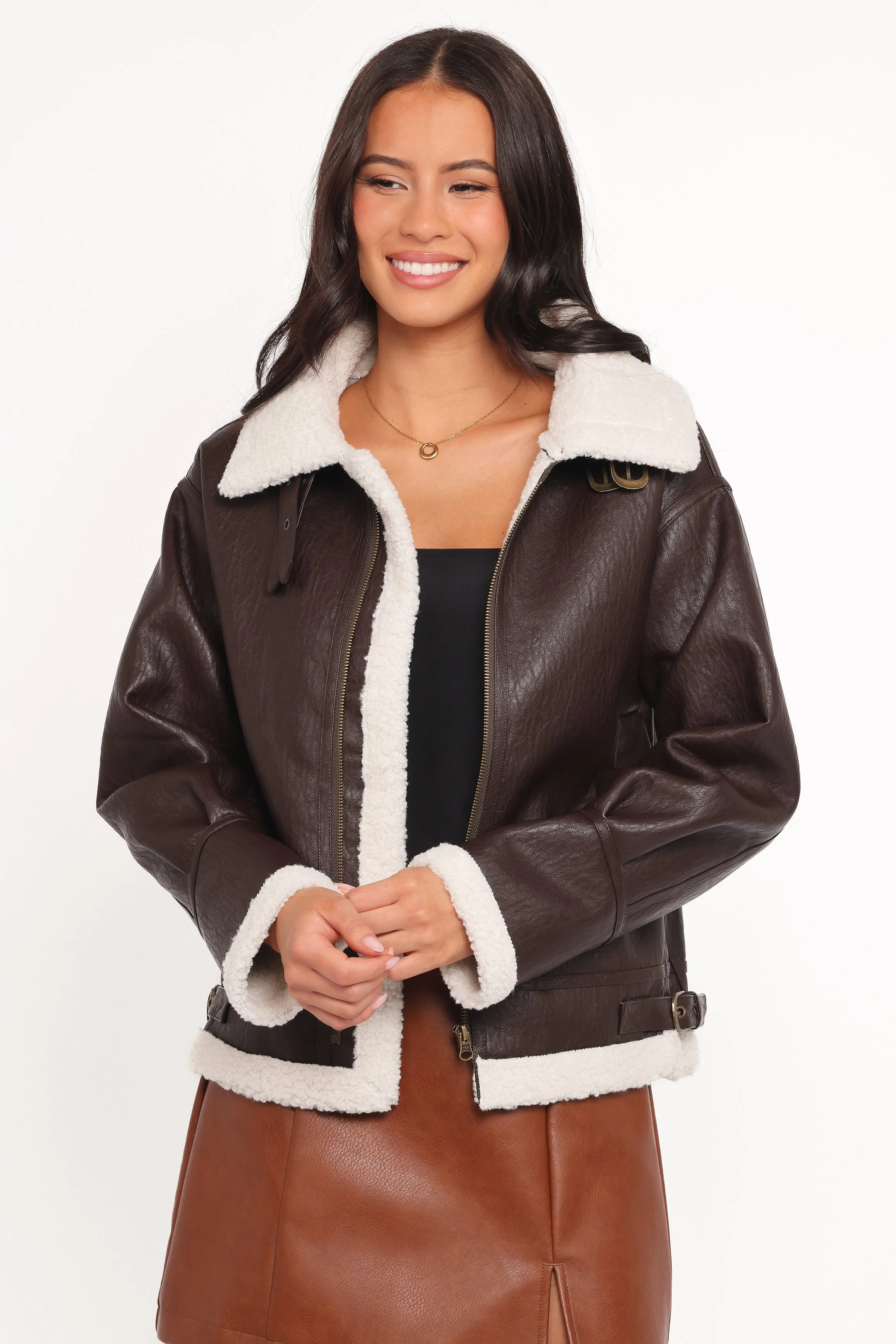 Baxter Shearling Lined Jacket - Brown sold by Petal & Pup