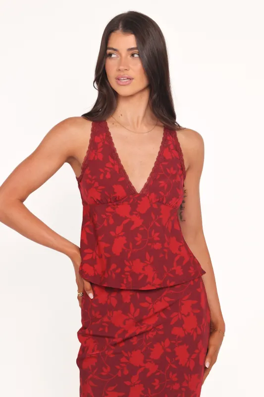 Kelso Top - Burgundy Floral sold by Petal & Pup