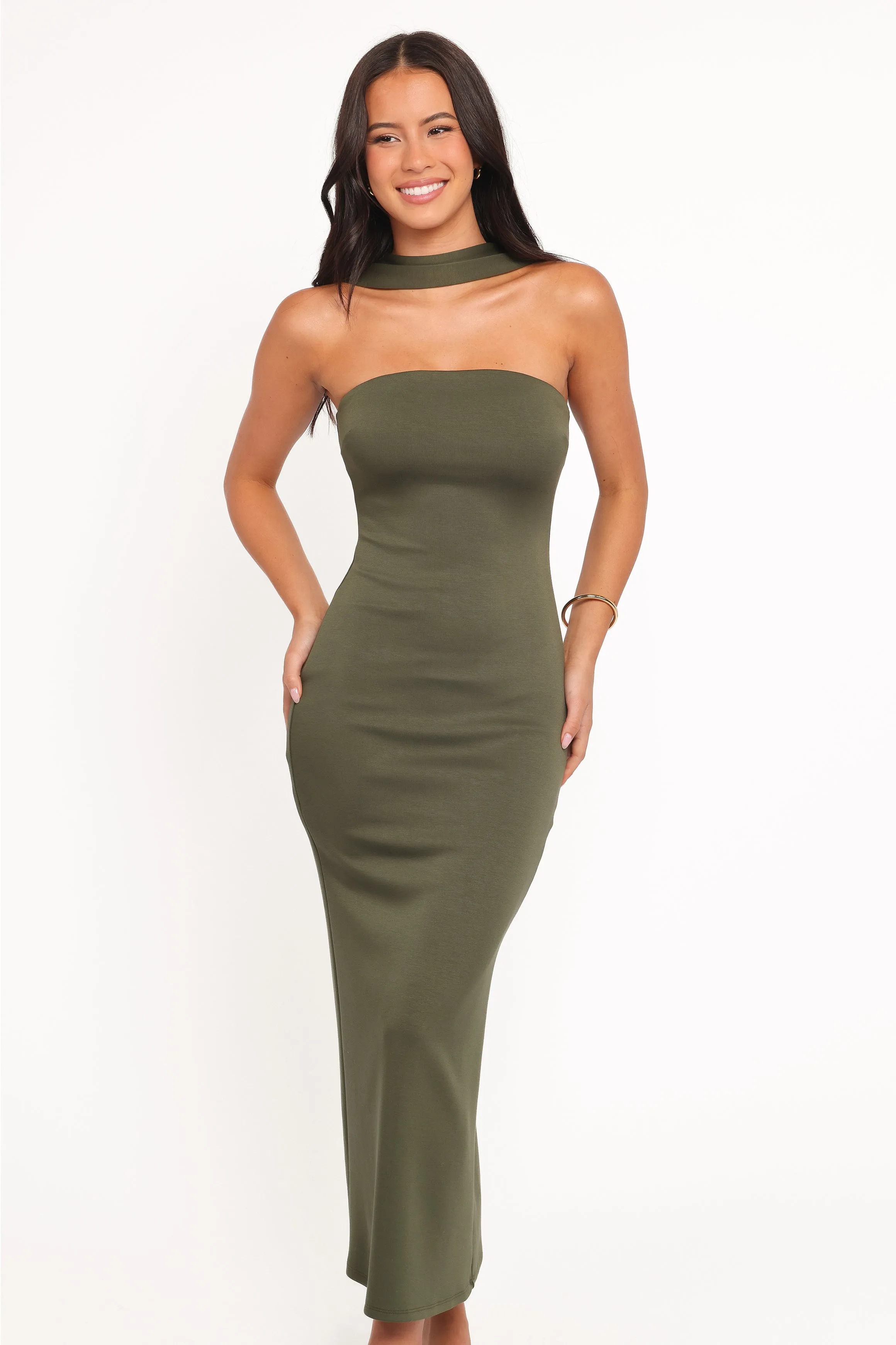 Regan Midi Dress - Olive sold by Petal & Pup