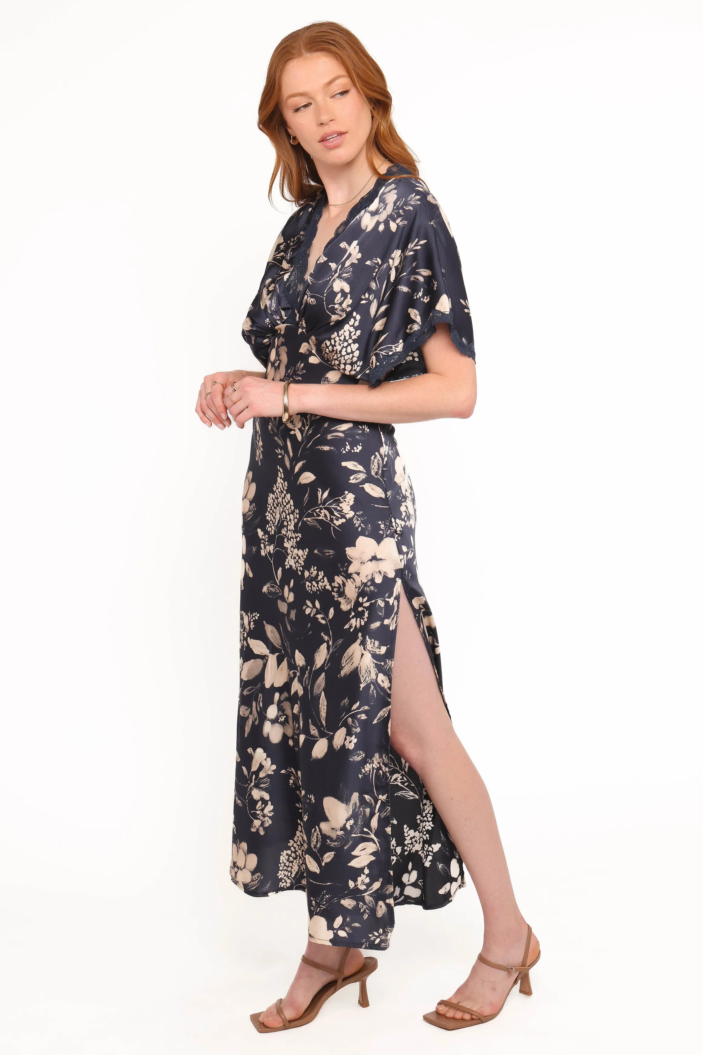 Laurent Midi Dress - Navy Cream Floral sold by Petal & Pup product image thumbnail 3
