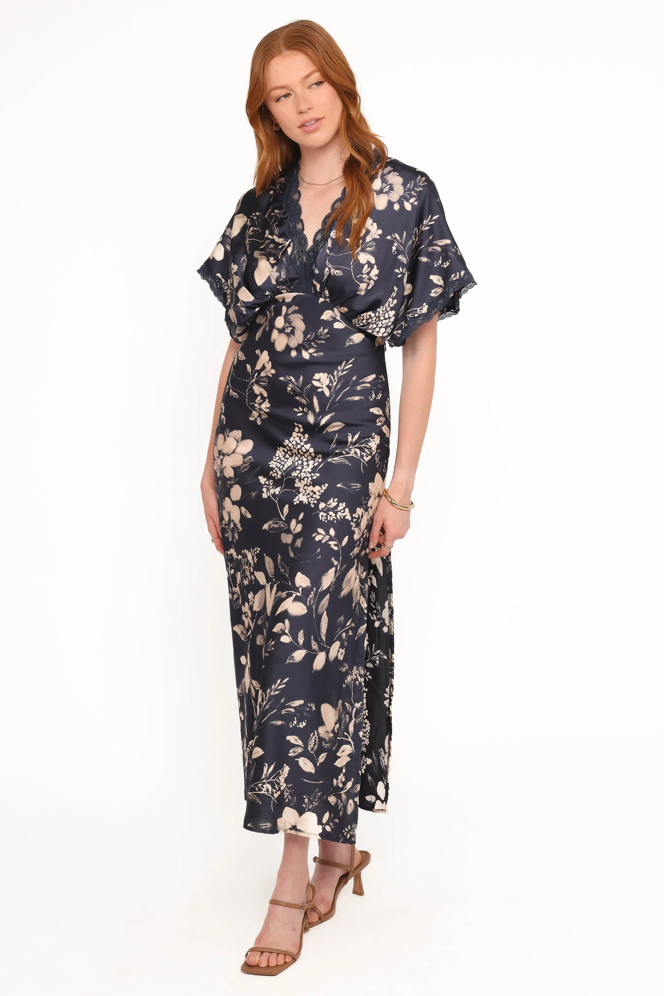 Laurent Midi Dress - Navy Cream Floral sold by Petal & Pup product image thumbnail 5
