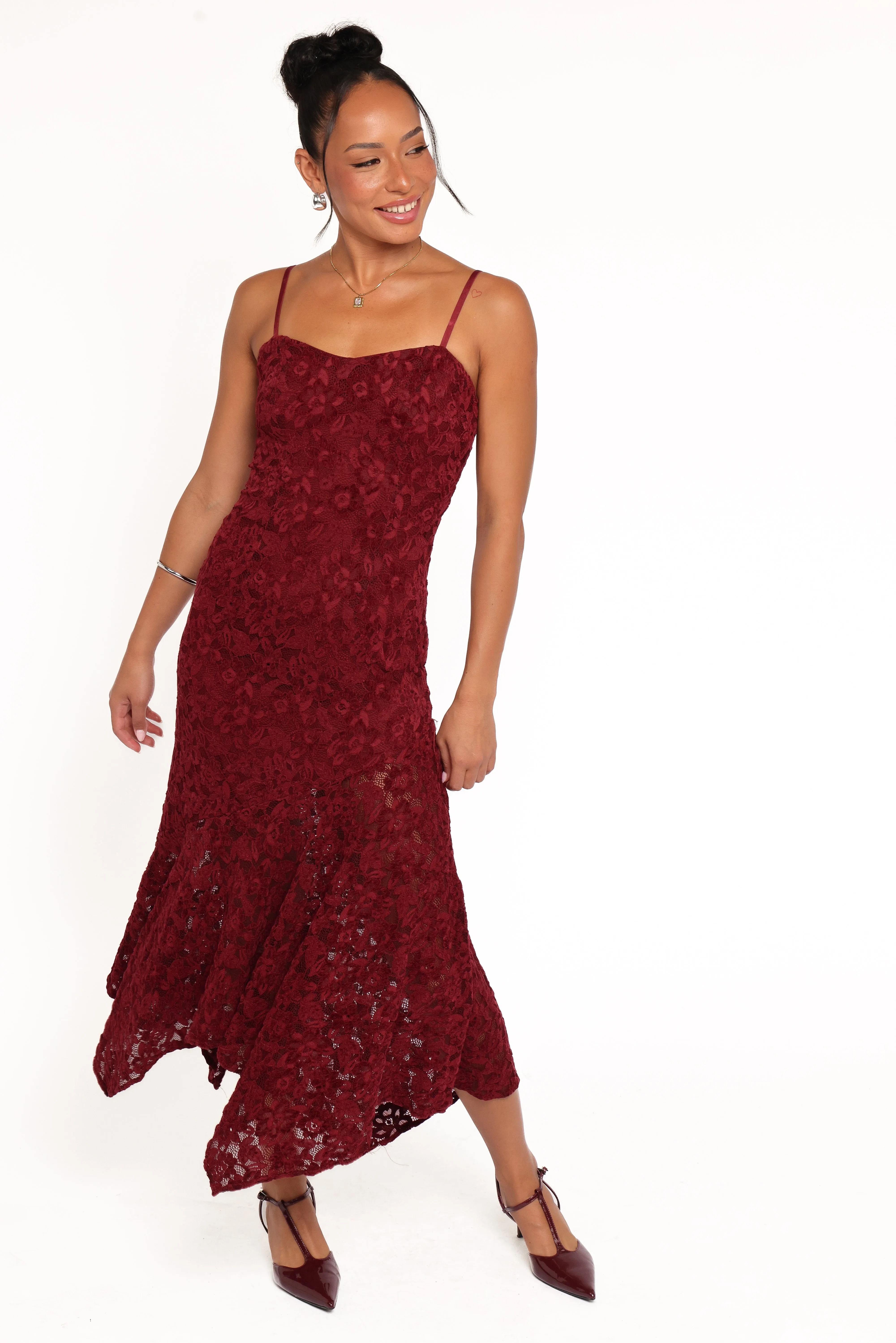 Lorde Midi Dress - Burgundy Lace sold by Petal & Pup product image thumbnail 2